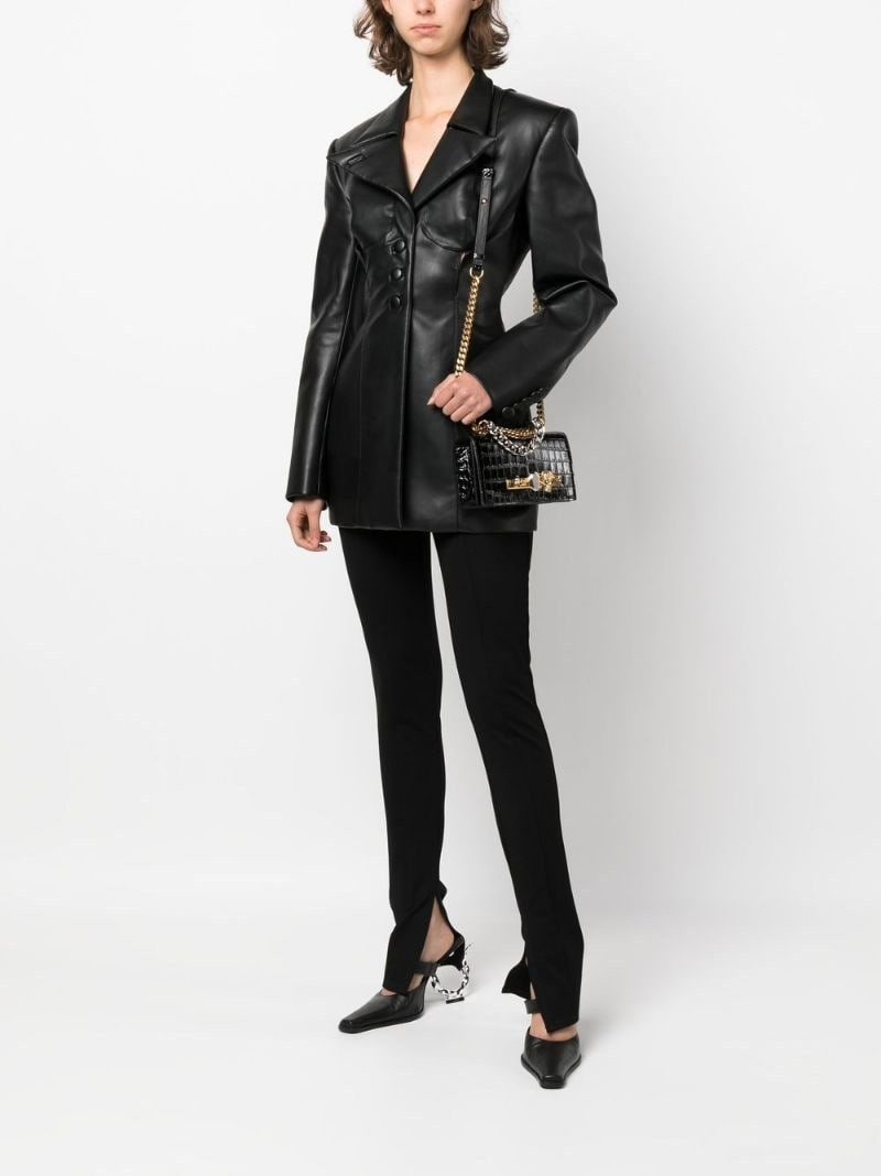 Alexander McQueen ring-hardware crocodile-effect shoulder bag outlook