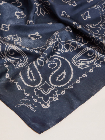 Golden Goose Denim-blue Golden Collection scarf with paisley pattern outlook