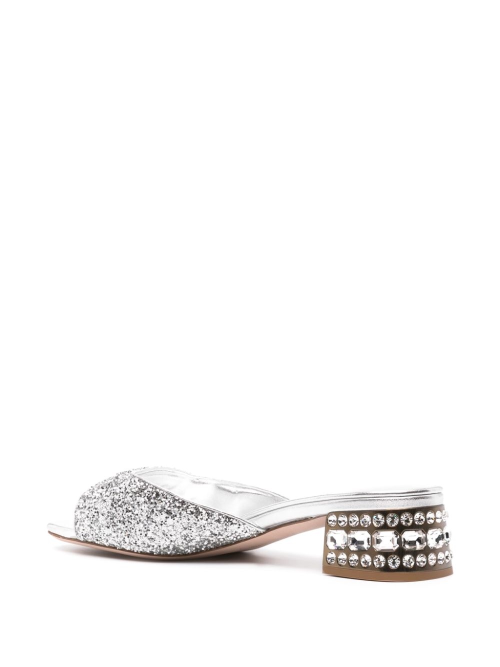 crystal-embellished glitter mules - 3