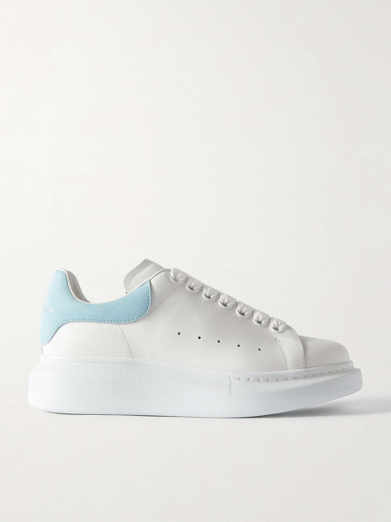 Suede-trimmed leather exaggerated-sole sneakers - 1