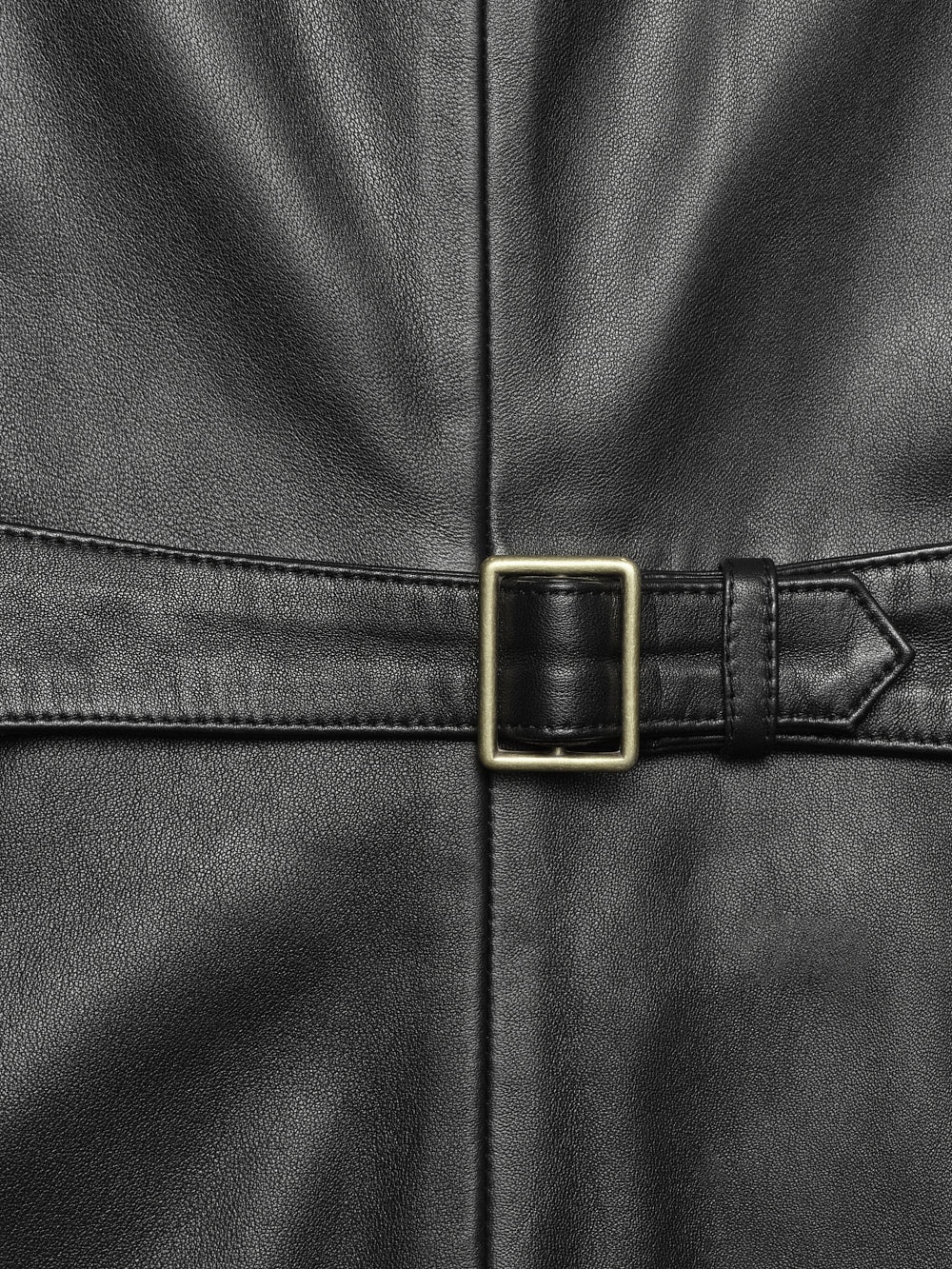 Leather Midi Vest Dress in Black - 3
