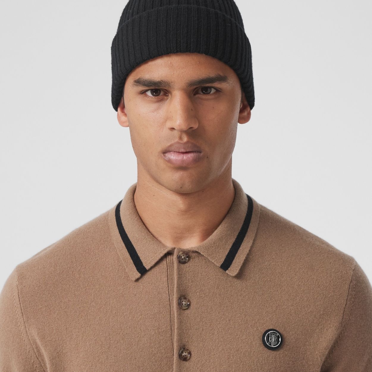 Long-sleeve Monogram Motif Cashmere Polo Shirt - 3