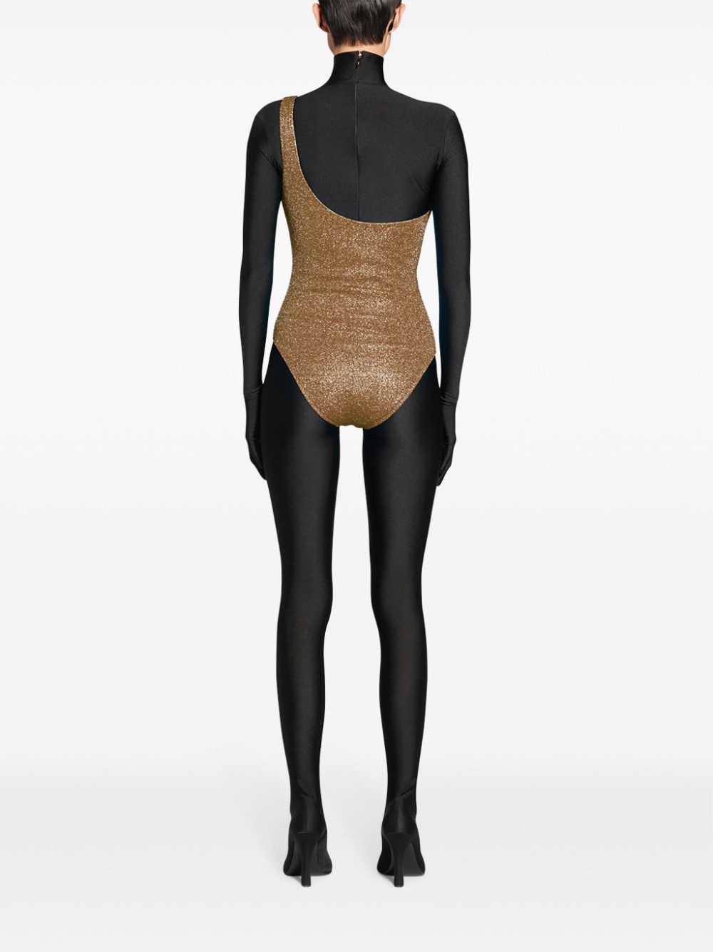 glitter-detailed one shoulder swimsuit - 4