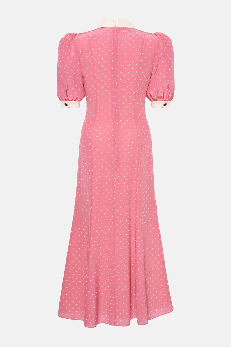 Alessandra Rich POLKA DOT PRINT SILK DRESS W/ JWL BUTTONS AND BOW outlook