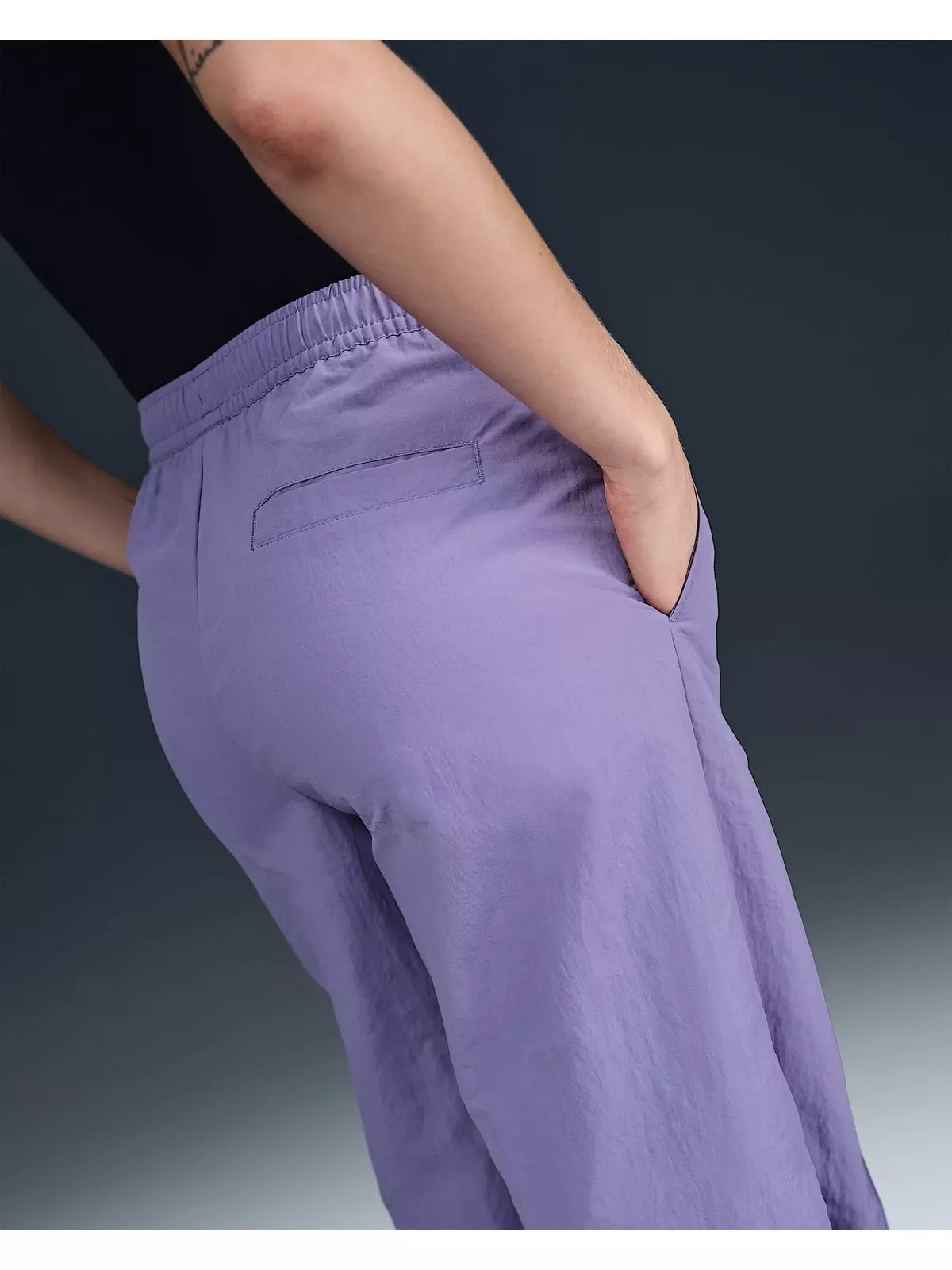 Women's Sportswear Trend Woven Mid-Rise Open-Hem Pants -Purple - 4