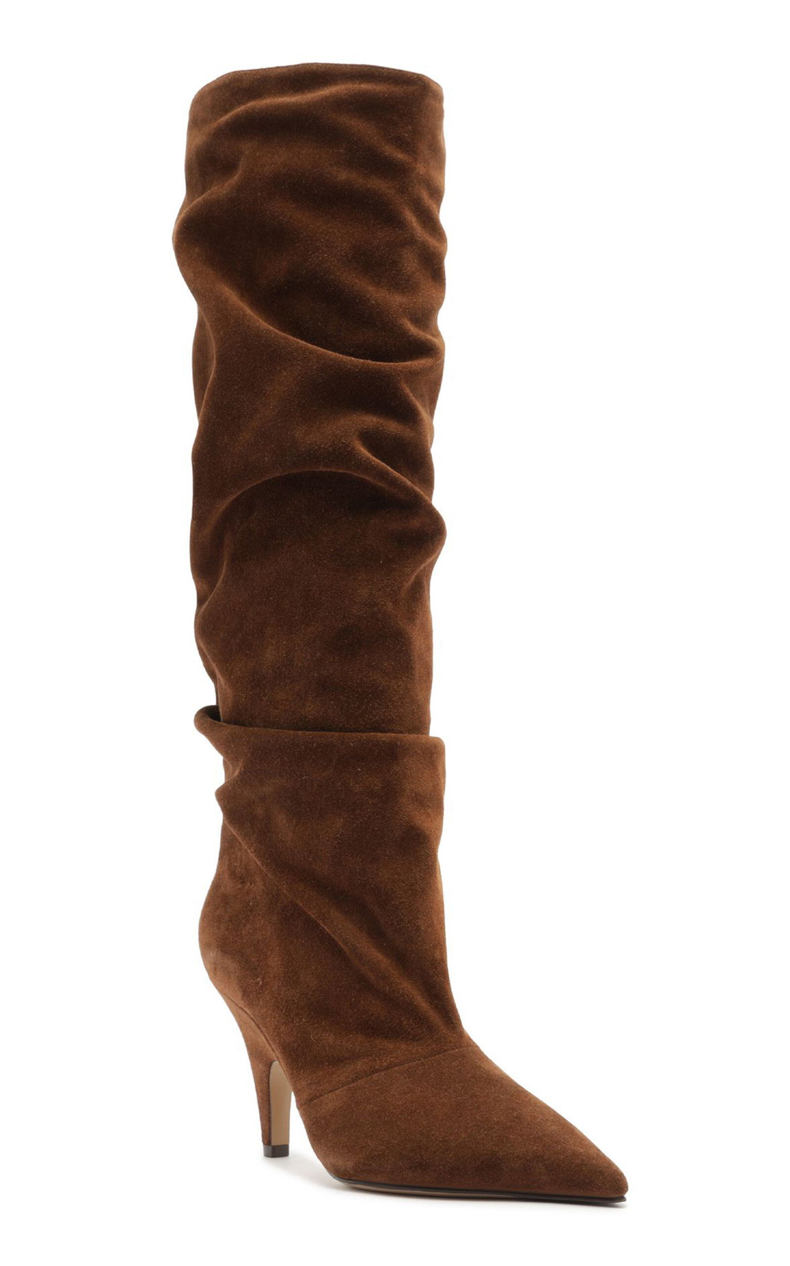 Tati Scrunched Suede Knee Boots brown - 5