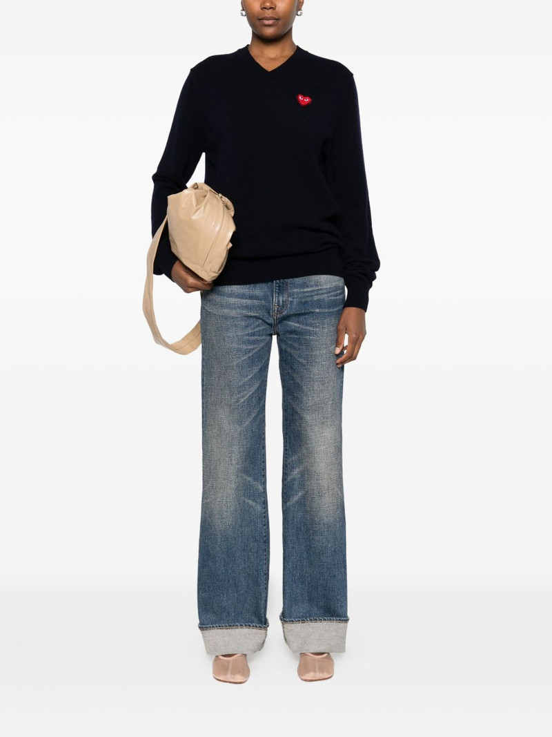 Comme des Garçons PLAY heart-emblem v-neck sweater outlook