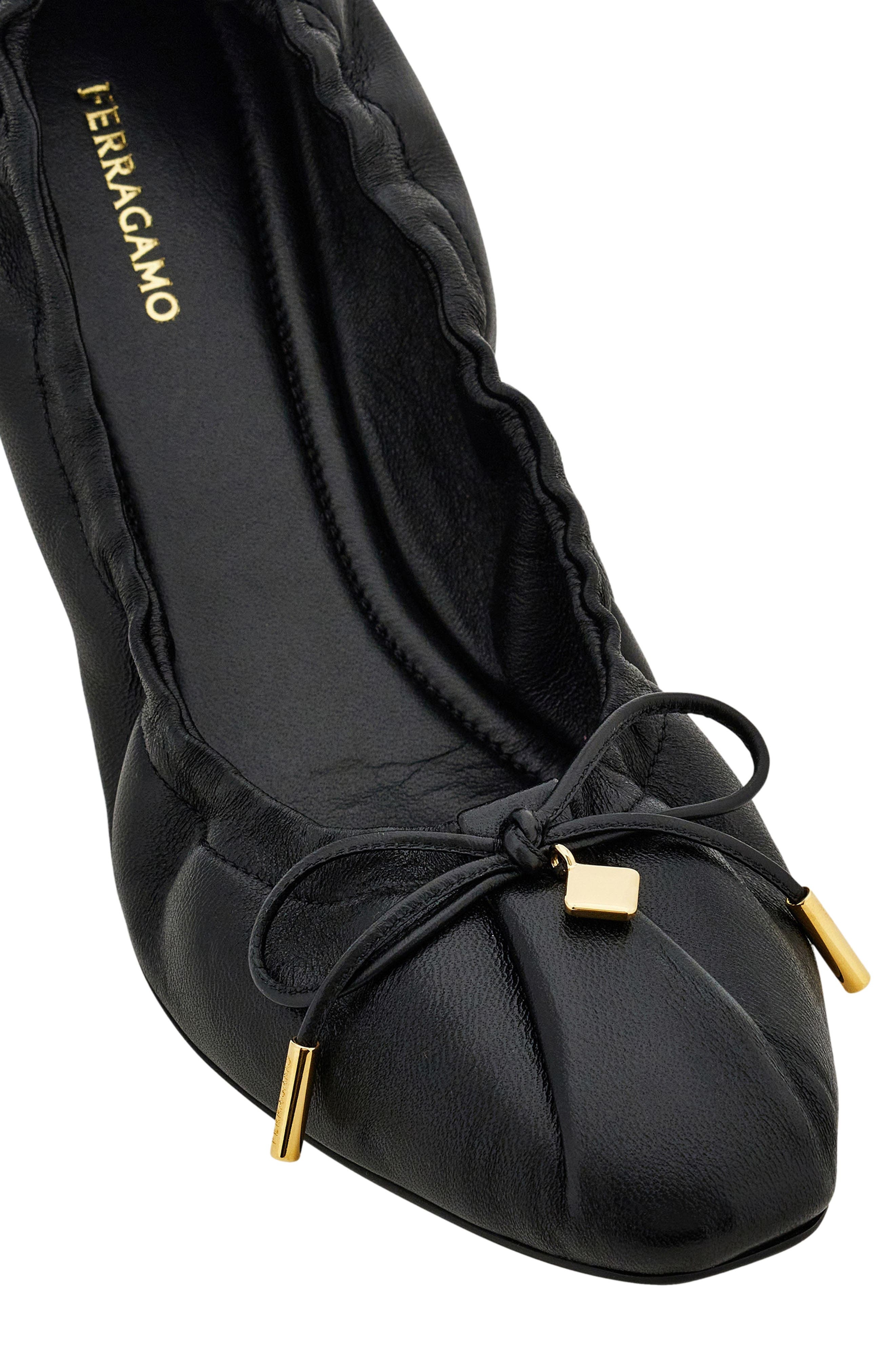 FERRAGAMO Joelle Elasticated Ballet Flat in Nero at Nordstrom - 6