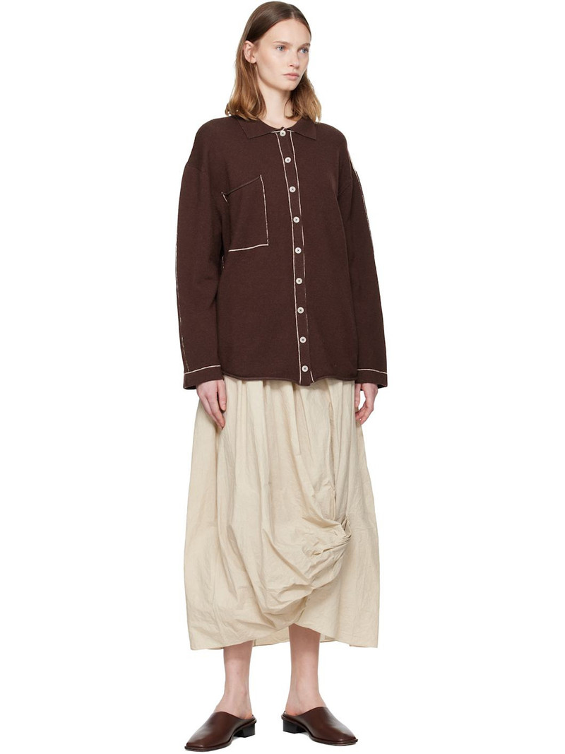 LAUREN MANOOGIAN Burgundy Stitch Big Shirt outlook