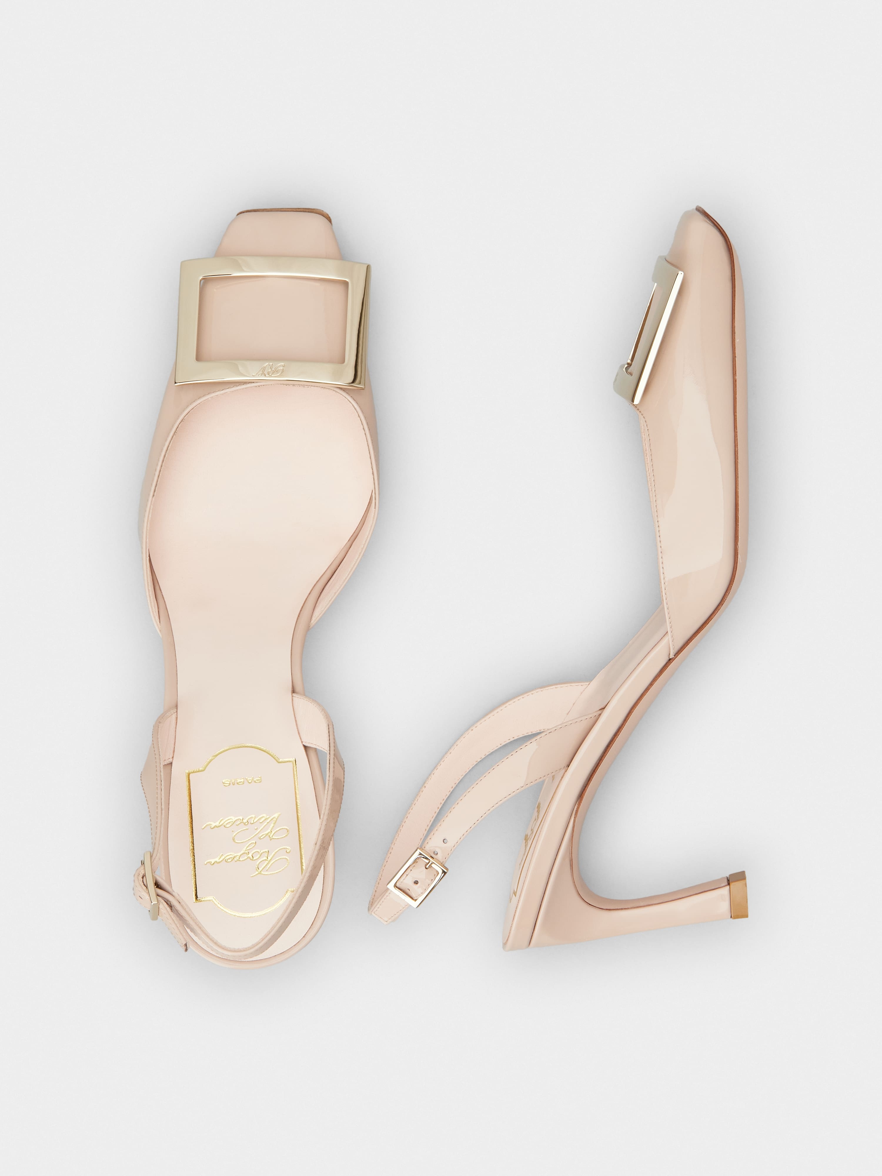 Trompette Metal Buckle Slingback Pumps in Patent Leather - 4