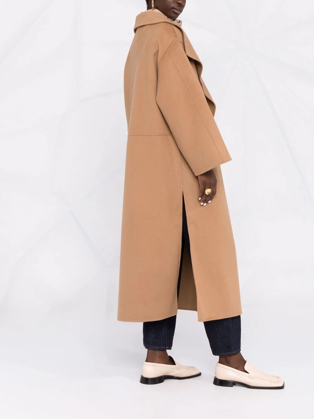 single-breasted wool-blend coat - 6