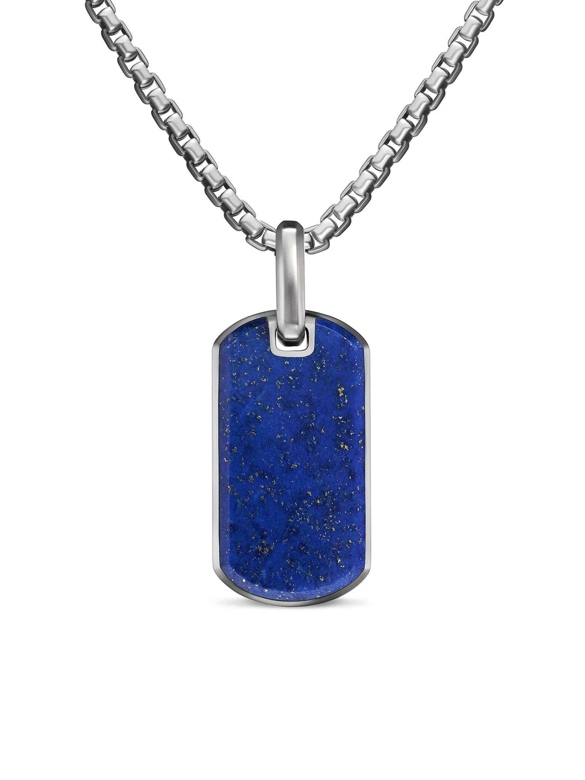 Men's Chevron Tag in Sterling Silver - Lapis Lazuli - 1