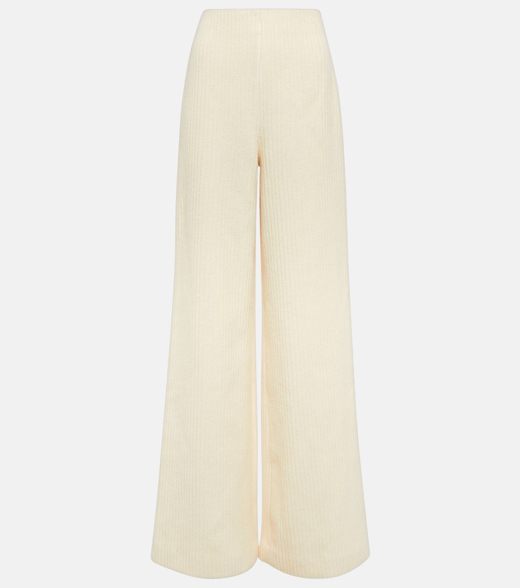 Wool and cotton corduroy wide-leg pants - 1