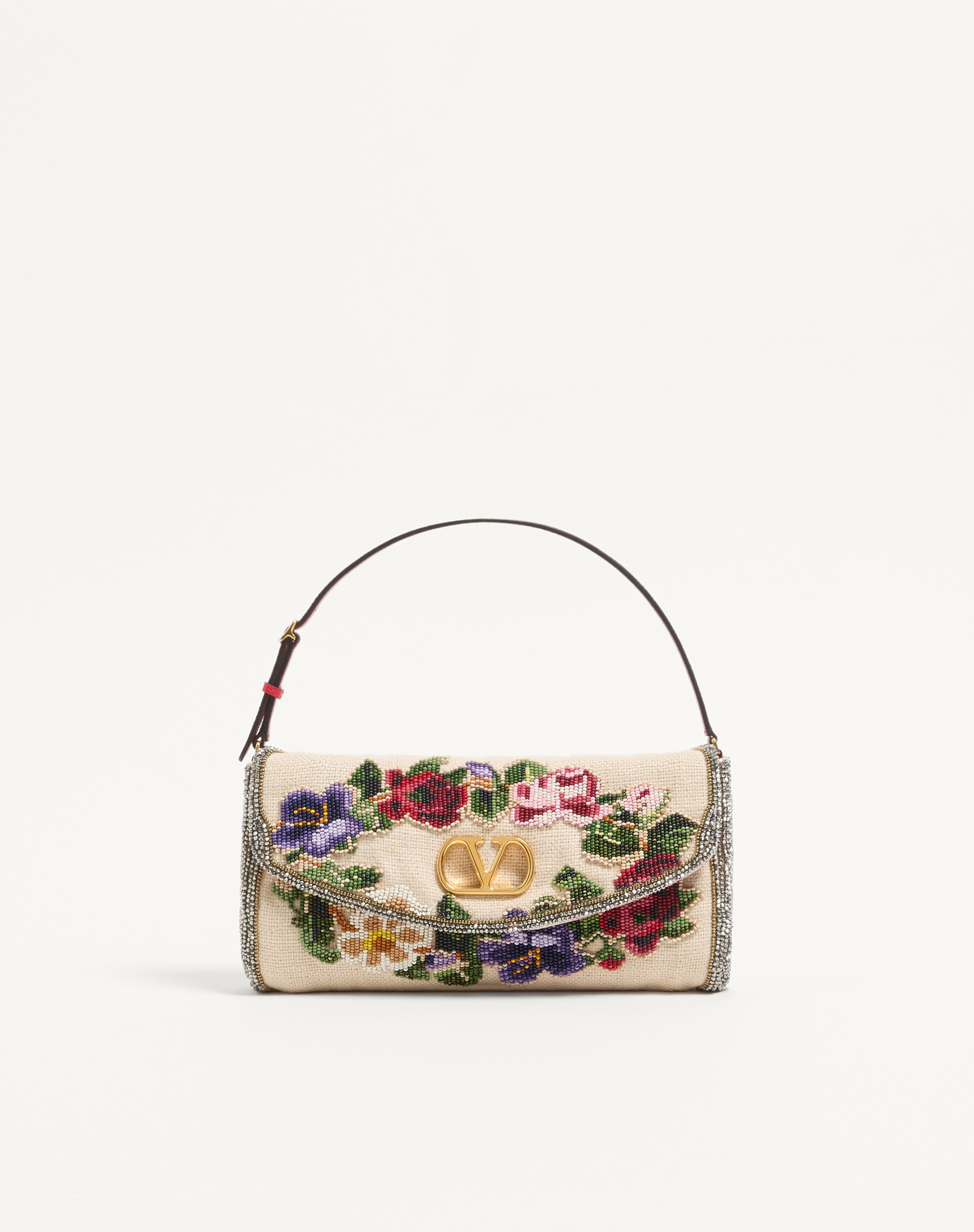 VALENTINO GARAVANI VAIN SOFT EMBROIDERED SMALL SHOULDER BAG - 1