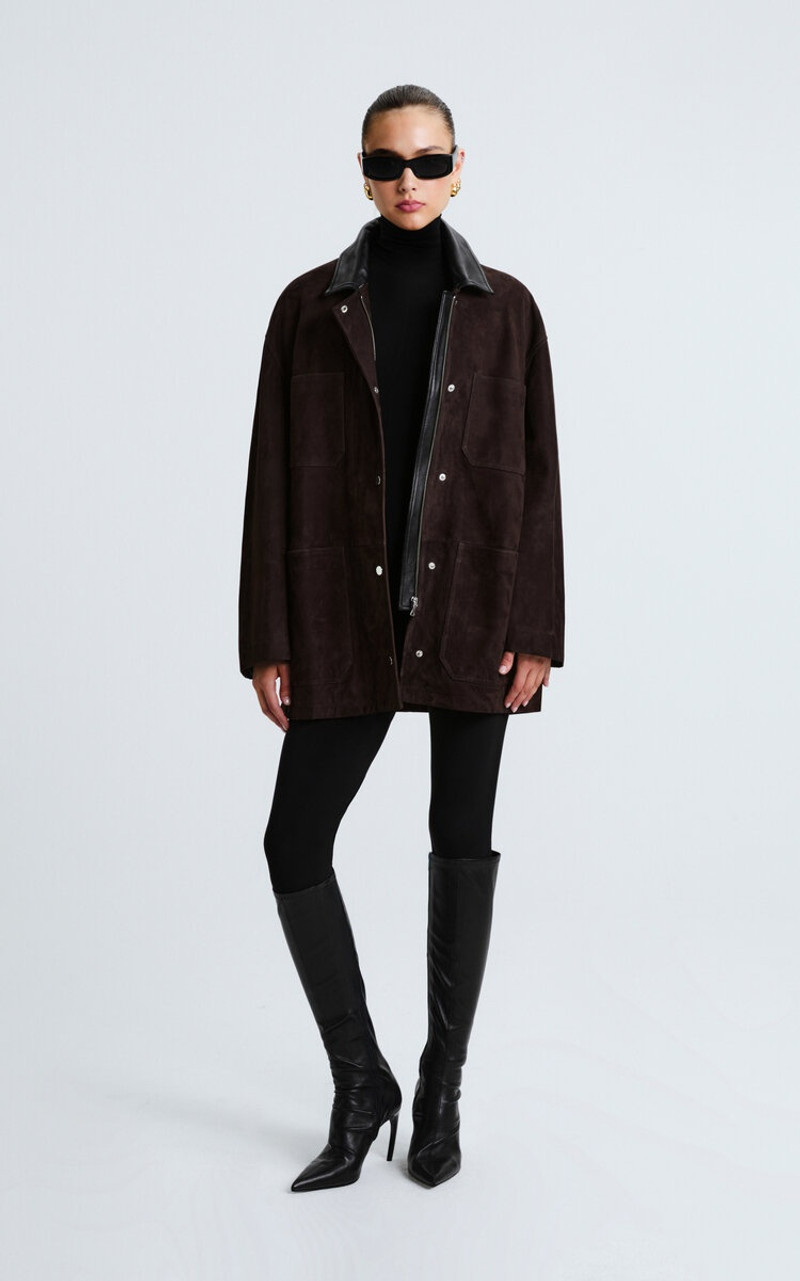 NOUR HAMMOUR Barn Lambskin Leather Jacket brown outlook