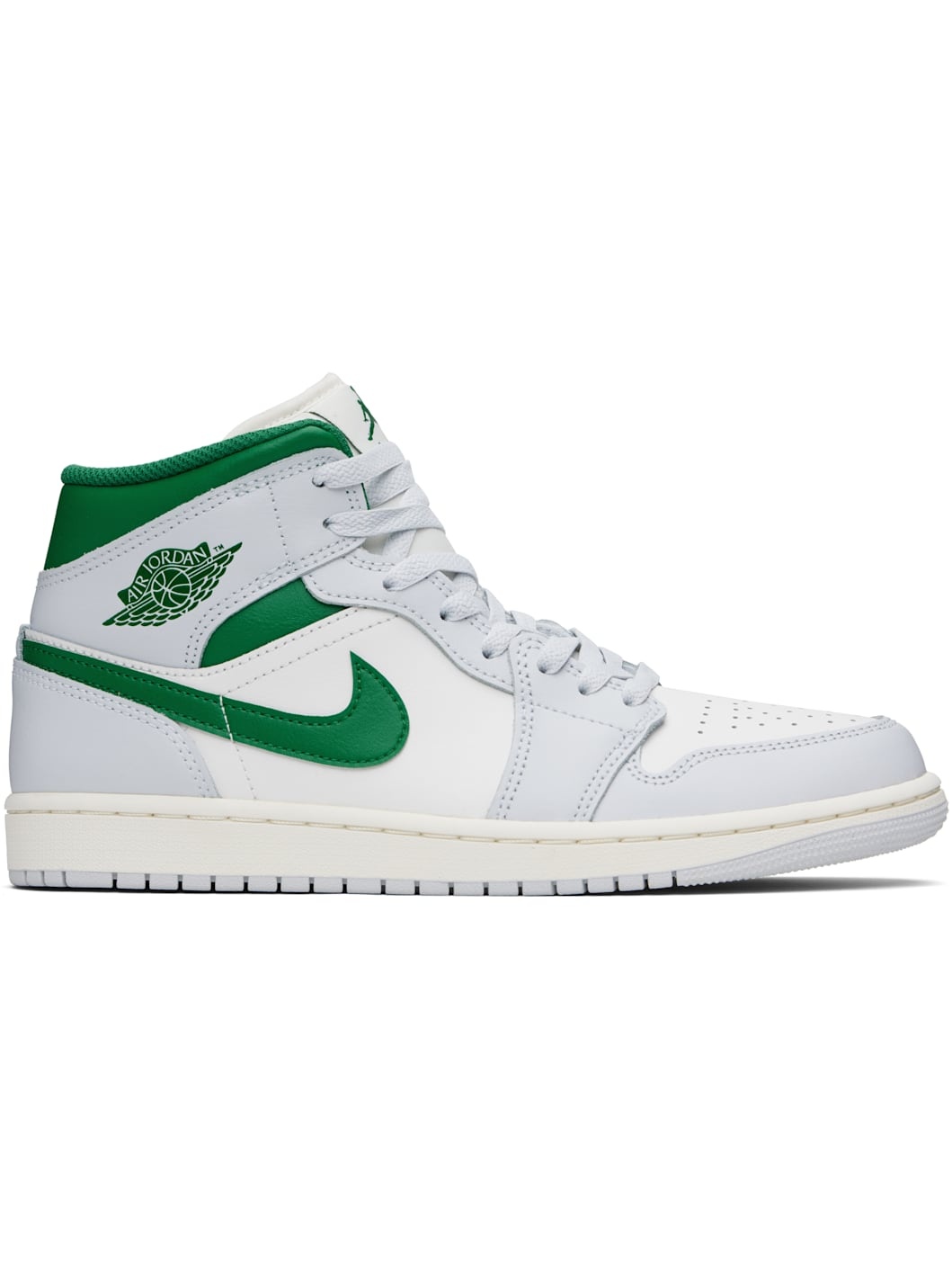 White & Green Air Jordan 1 Mid Sneakers - 1
