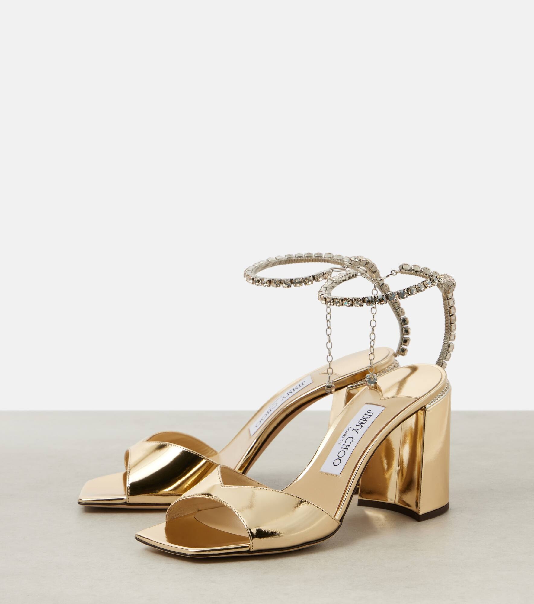 Saeda 85 embellished metallic leather sandals - 5