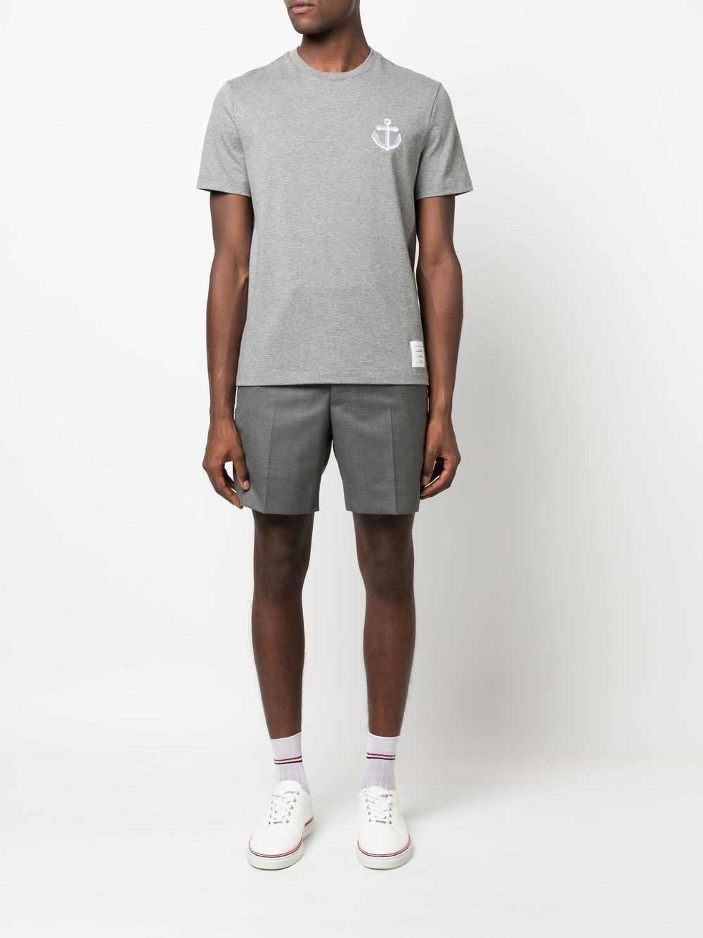 Anchor-embroidered cotton T-shirt - 2