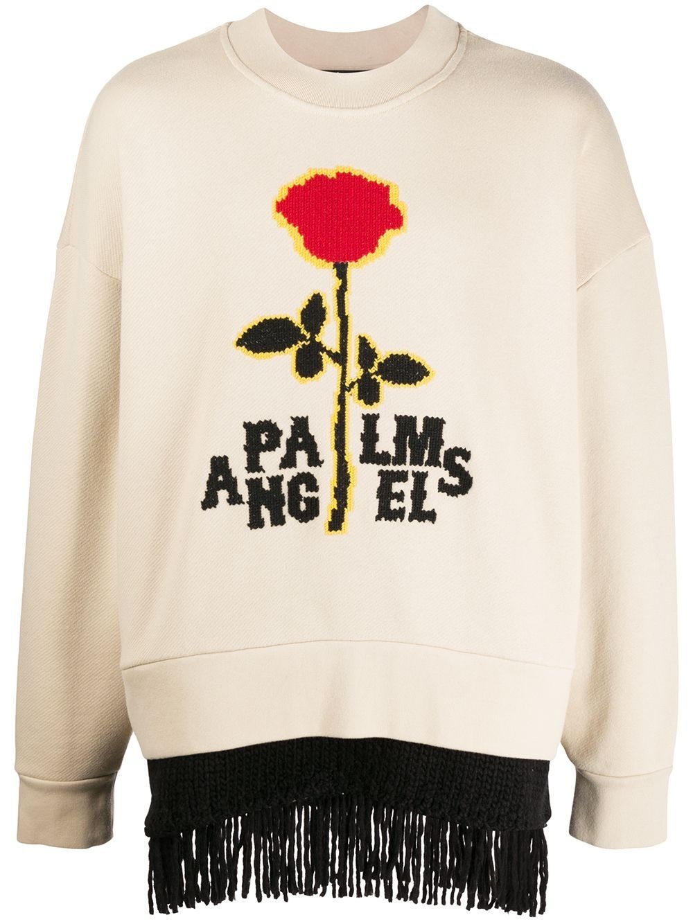 embroidered logo fringed sweatshirt - 1