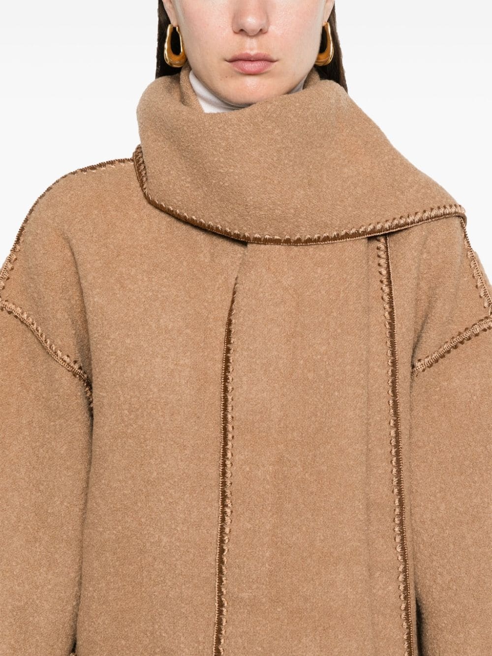 embroidered scarf coat - 5