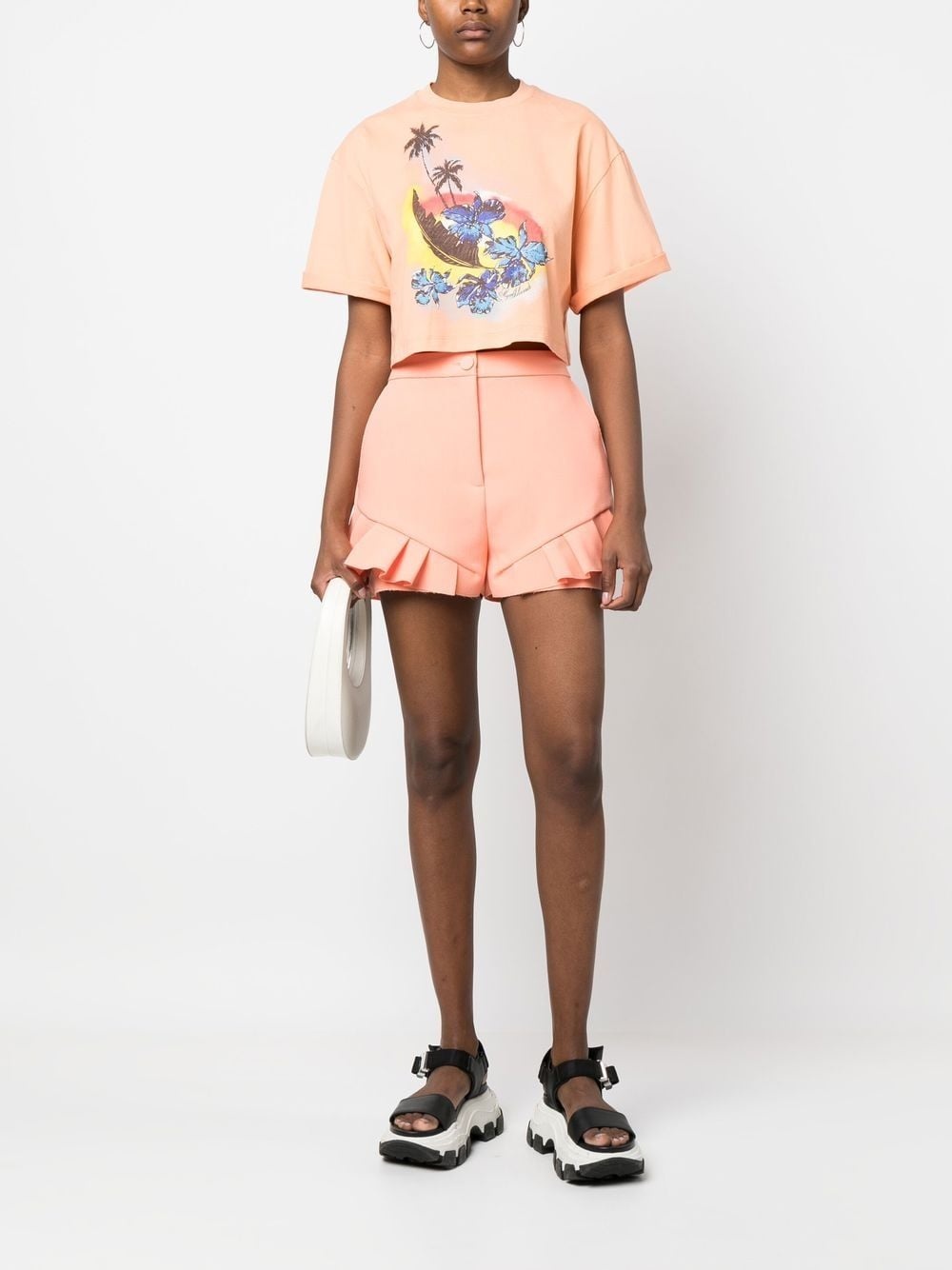 graphic print cropped T-shirt - 2