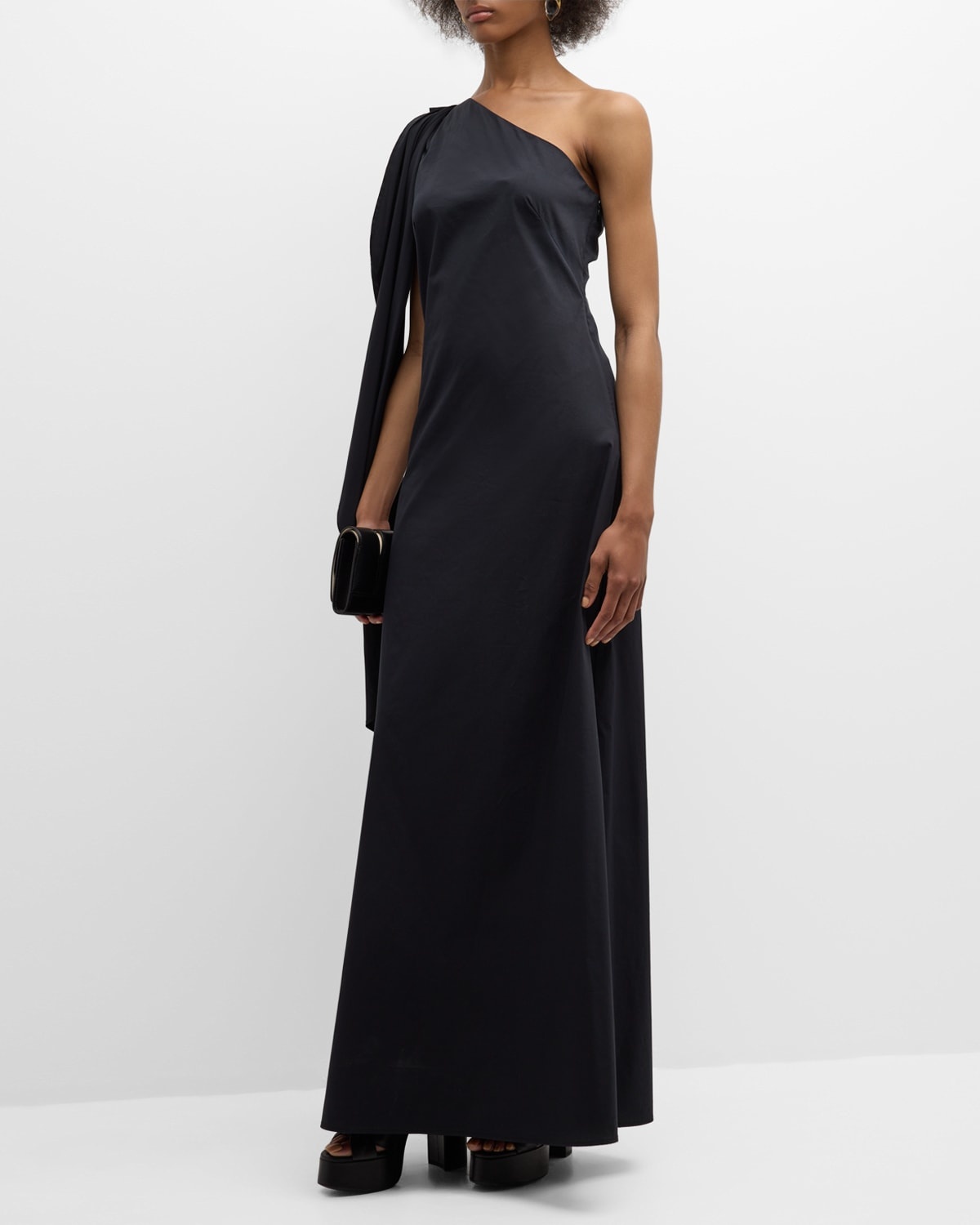 Dune One-Shoulder Sash Poplin Gown - 3