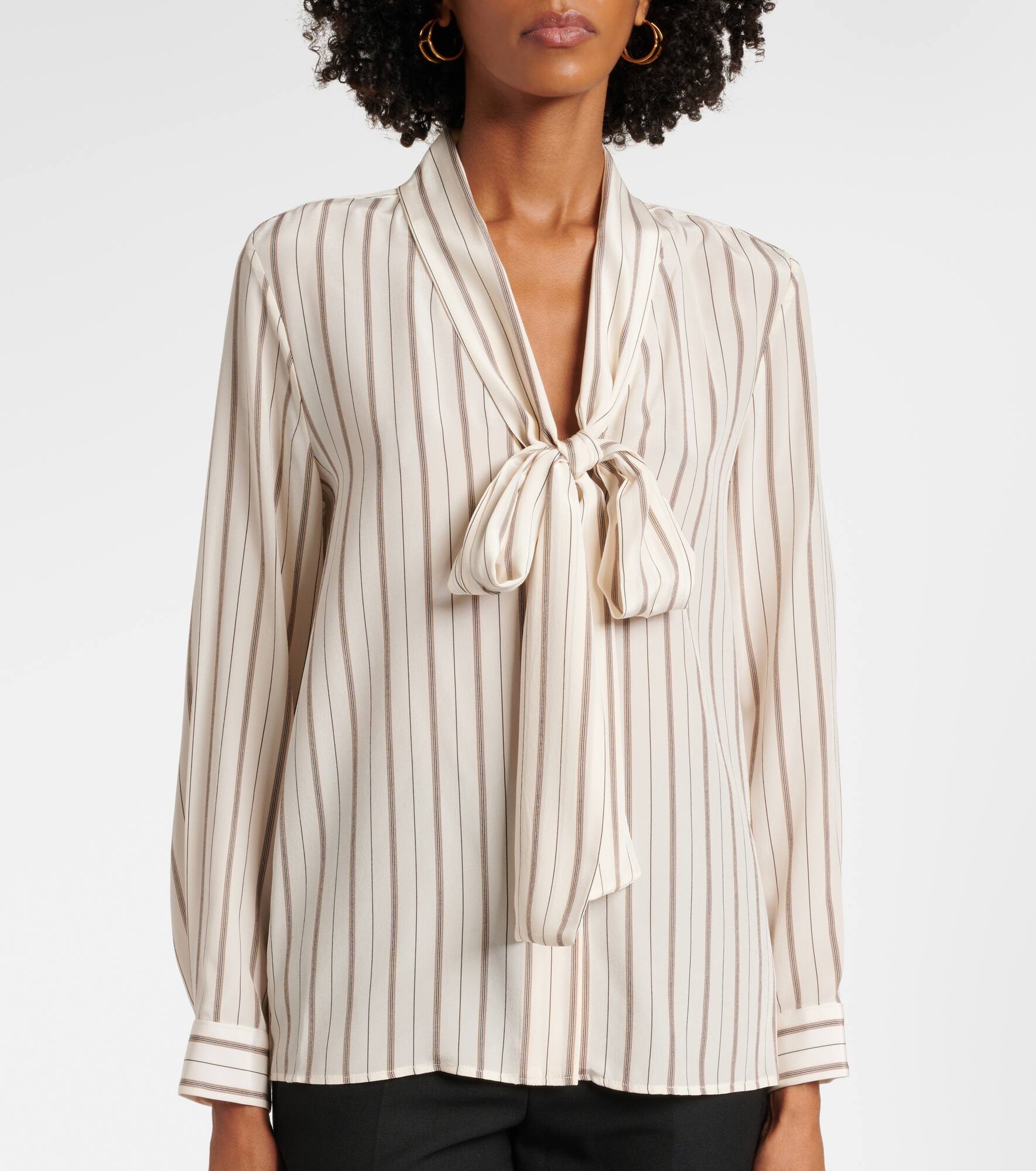 Angelique tie-neck striped silk blouse - 6