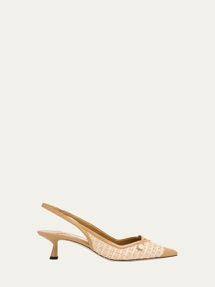 Amita 45 Raffia Slingback Pumps - 1