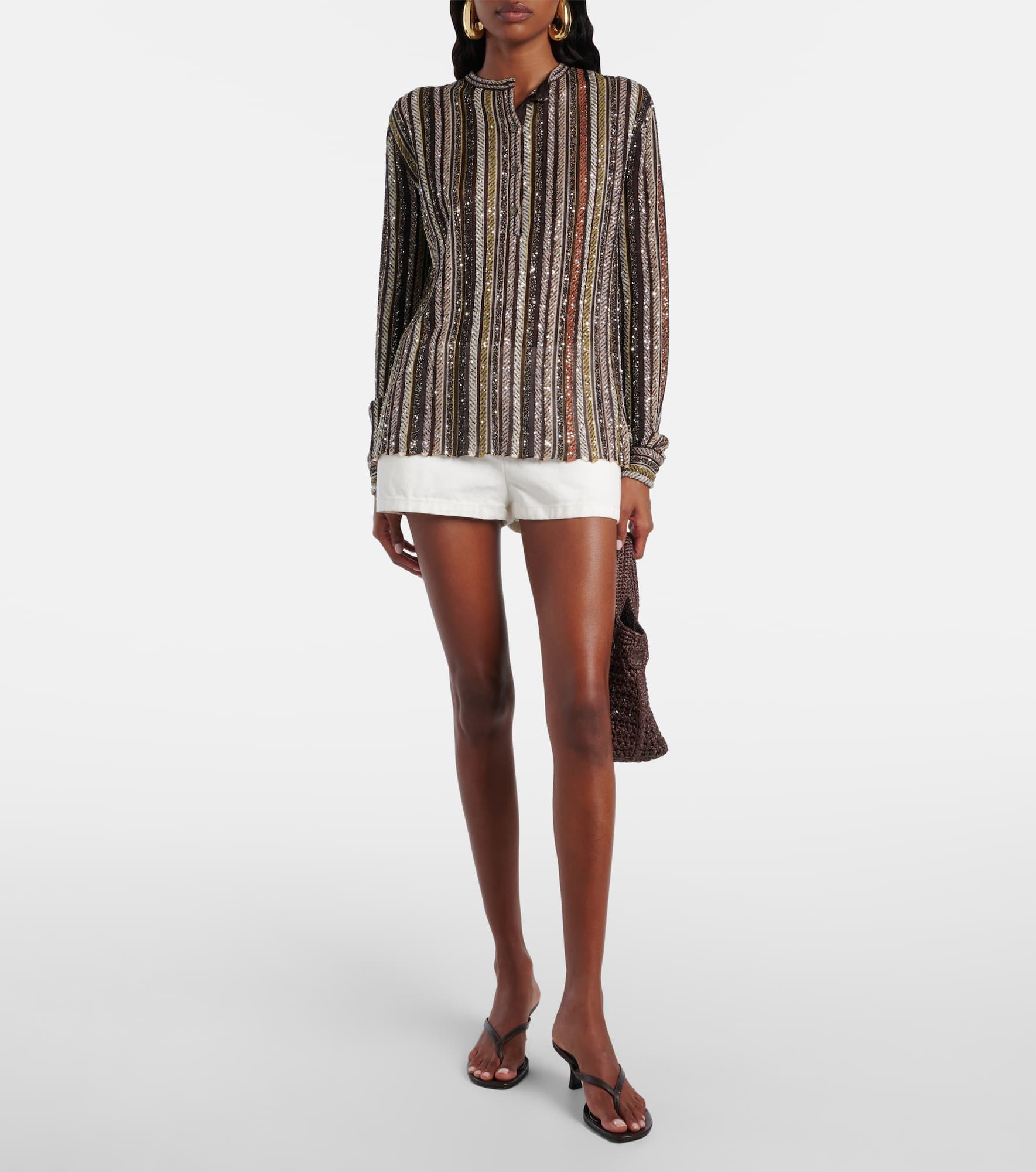 Striped lamé Henley shirt - 2