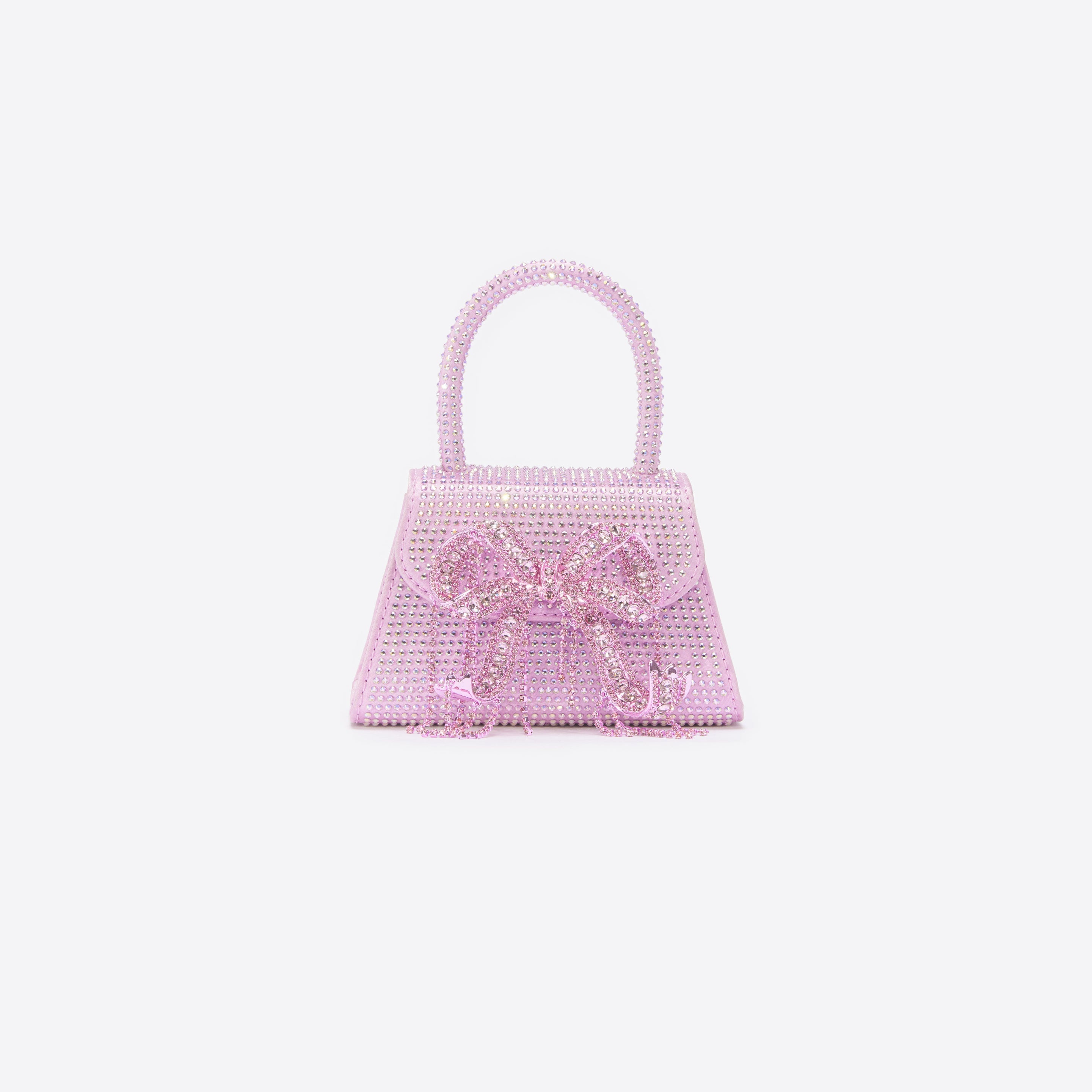 Pink Rhinestone Embellished Micro Bow Bag - 1