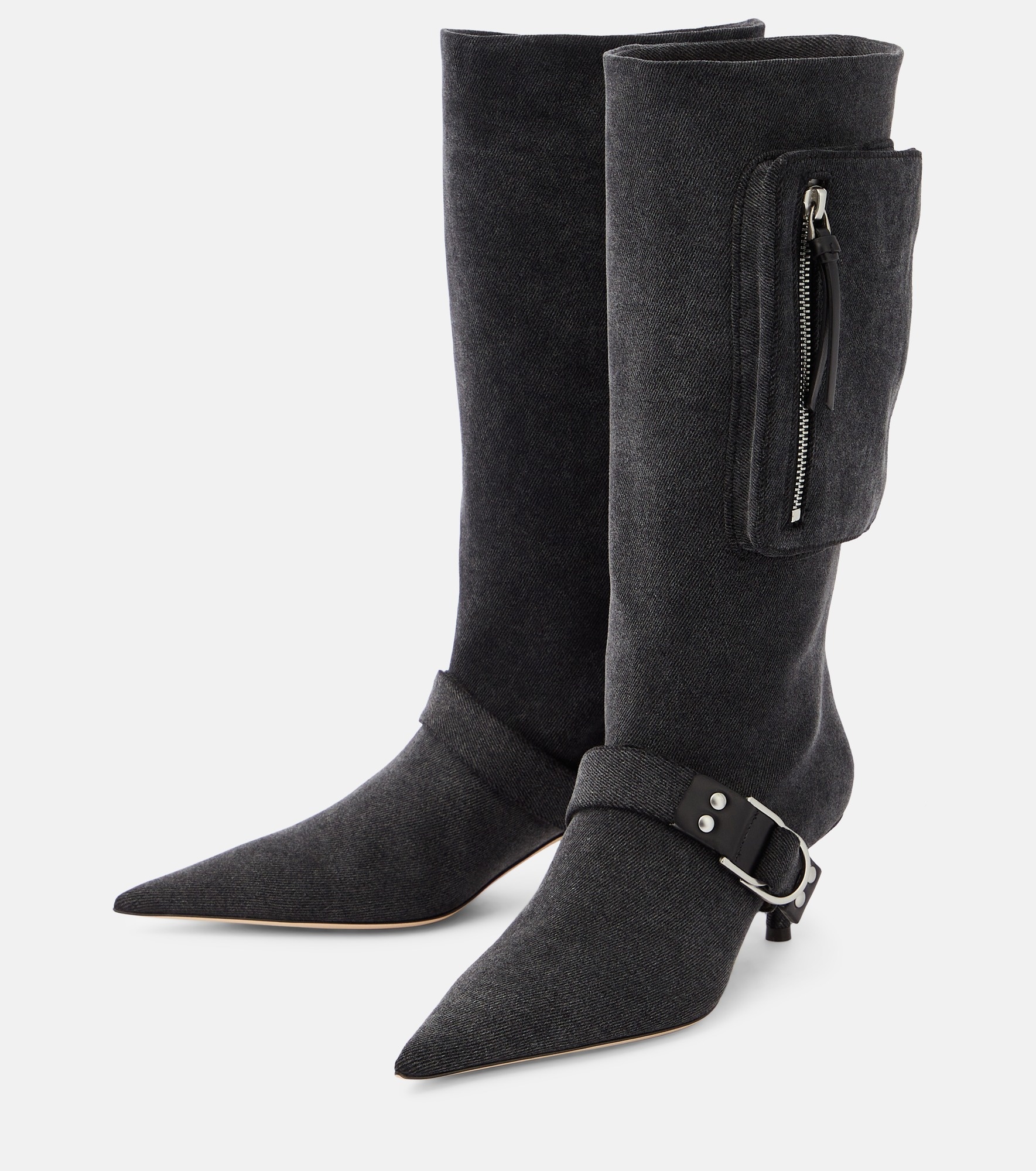 Jeanne denim knee-high boots - 5
