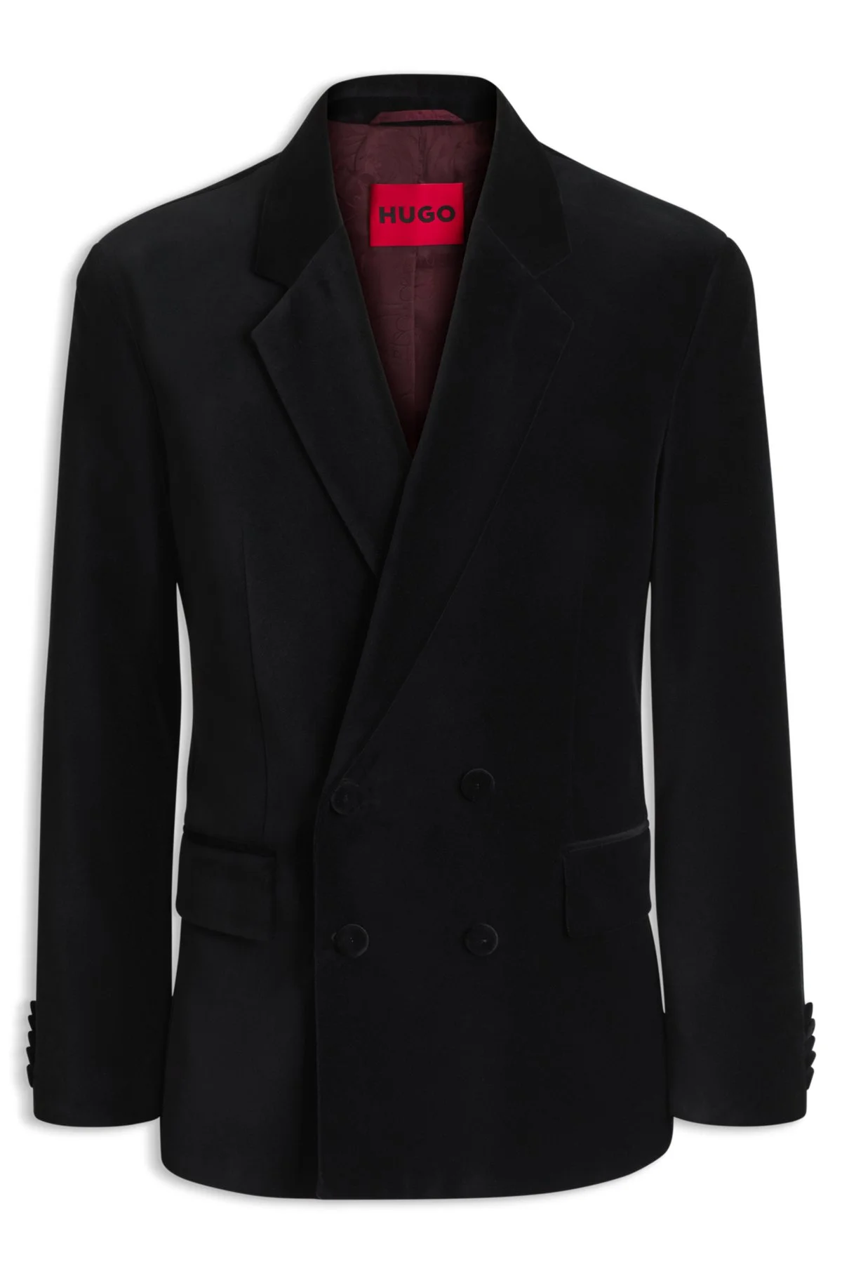 DOUBLE-BREASTED VELVET BLAZER WITH A MODERN FIT - 1