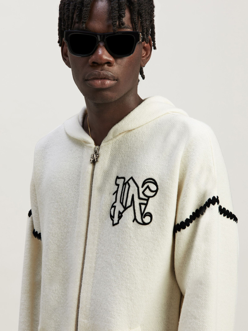 Monogram Zipped Knit Hoodie 6