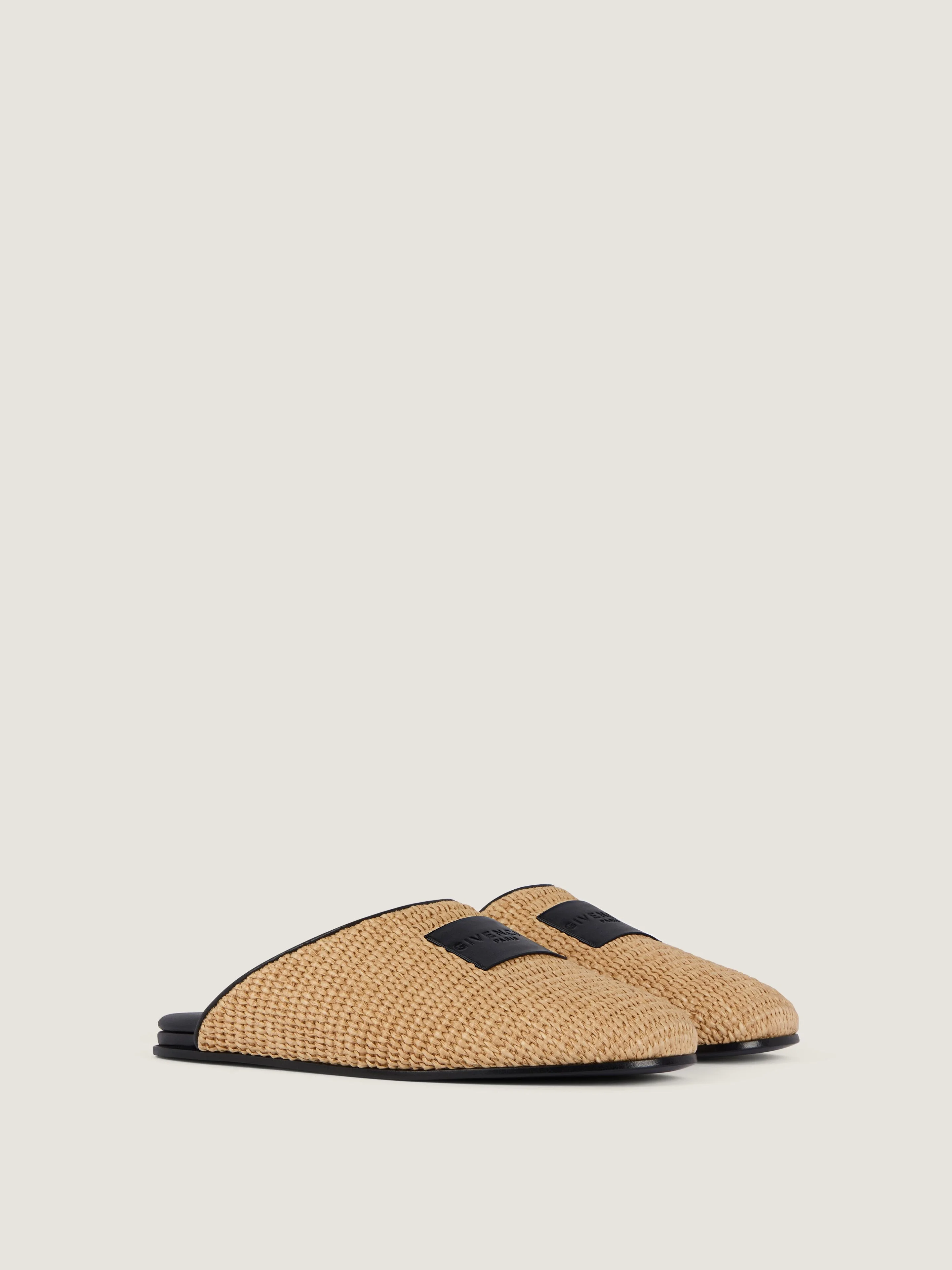 LABEL RAFFIA-EFFECT FLAT MULES - 1