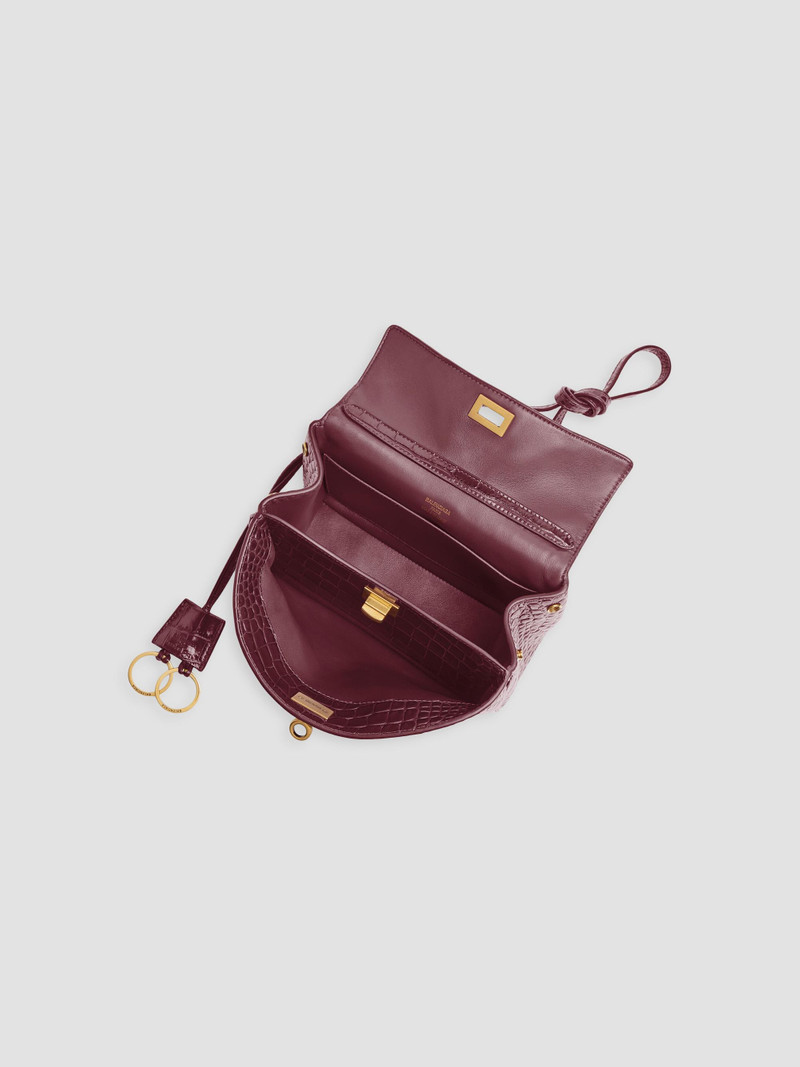 Women's Rodeo Mini Top Handle Bag Crocodile Embossed - Dark Burgundy 7