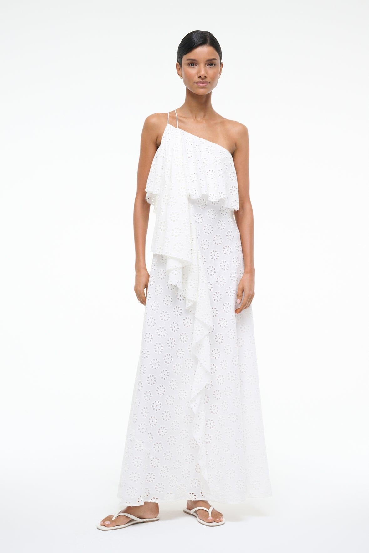 STAUD ISA DRESS WHITE EYELET - 3