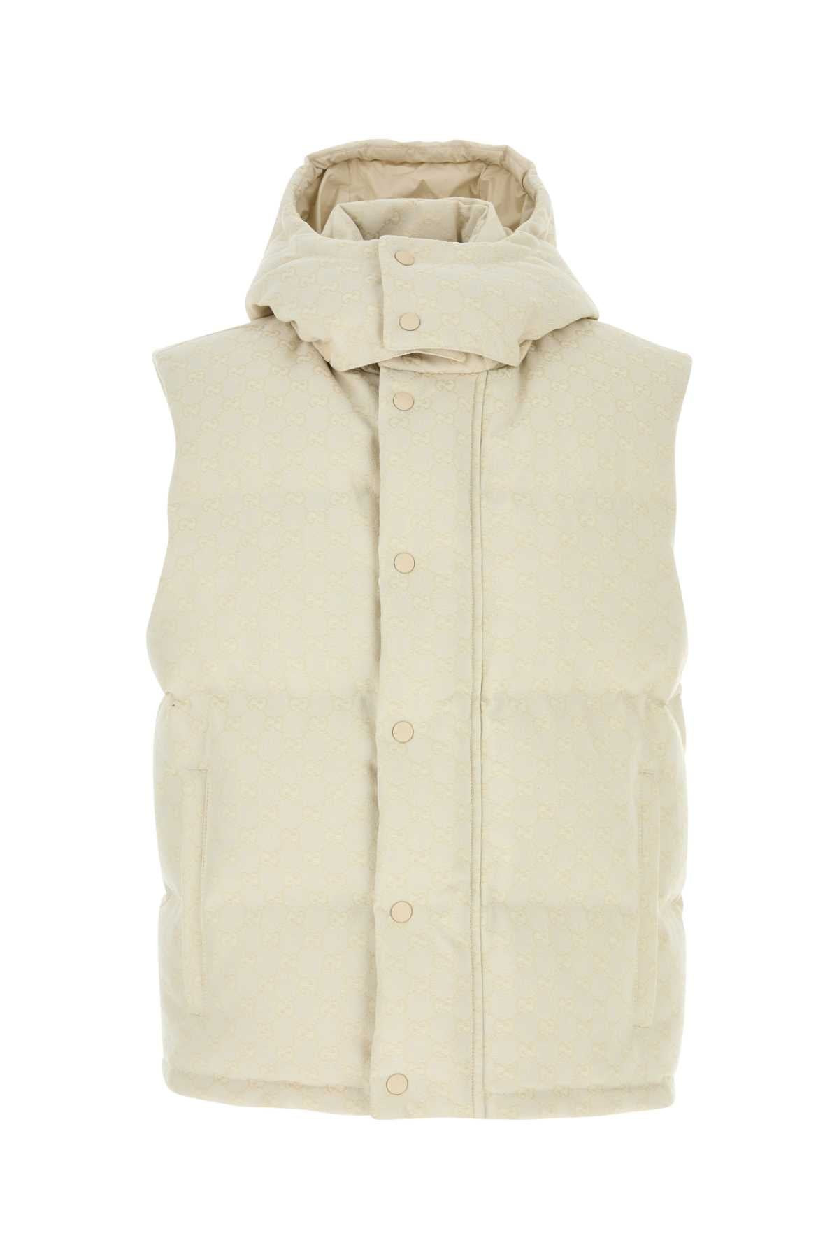Gucci Men Ivory Cotton Blend Down Jacket - 1
