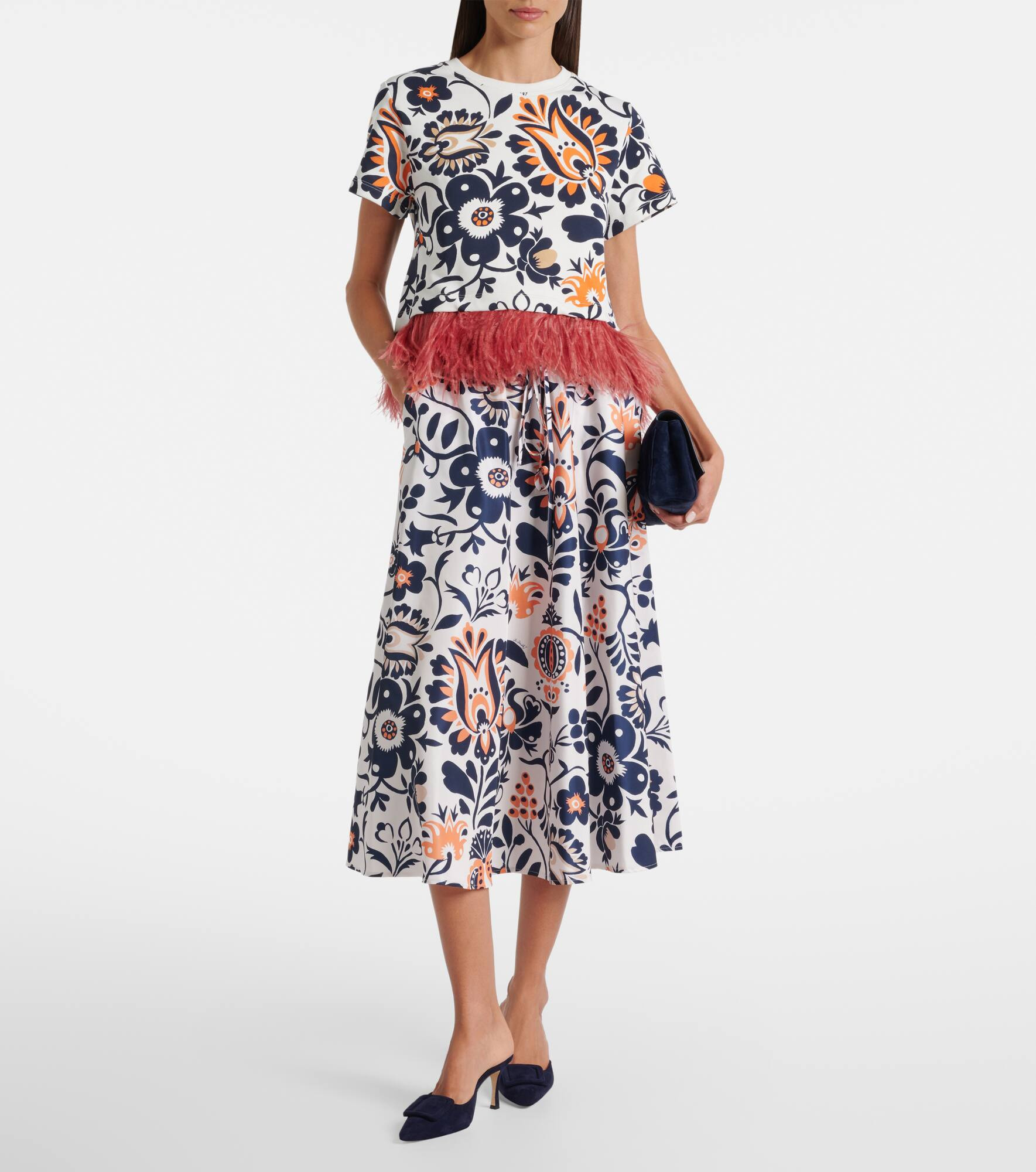 Printed satin midi skirt - 2