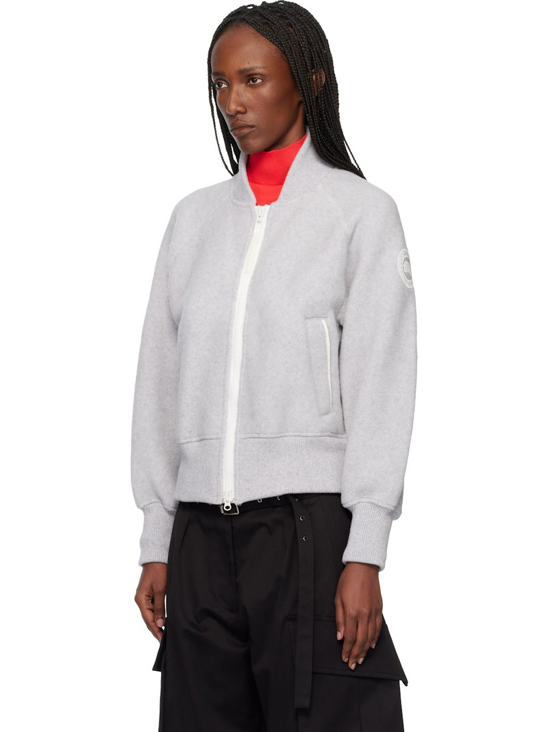 Canada Goose Gray 'White Label' Sierra Fleece Bomber Jacket outlook