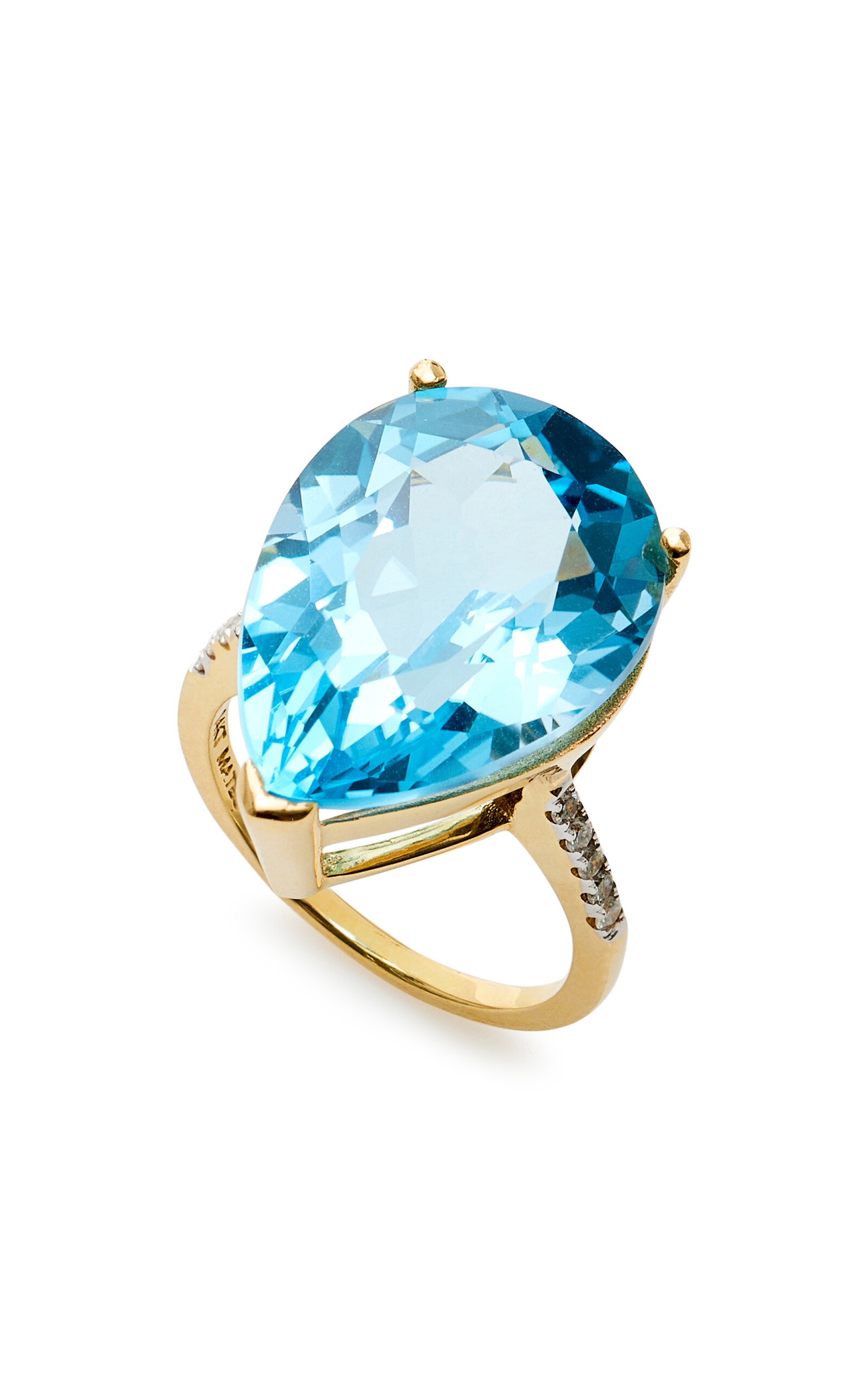 14K Yellow Gold Topaz Ring blue - 3