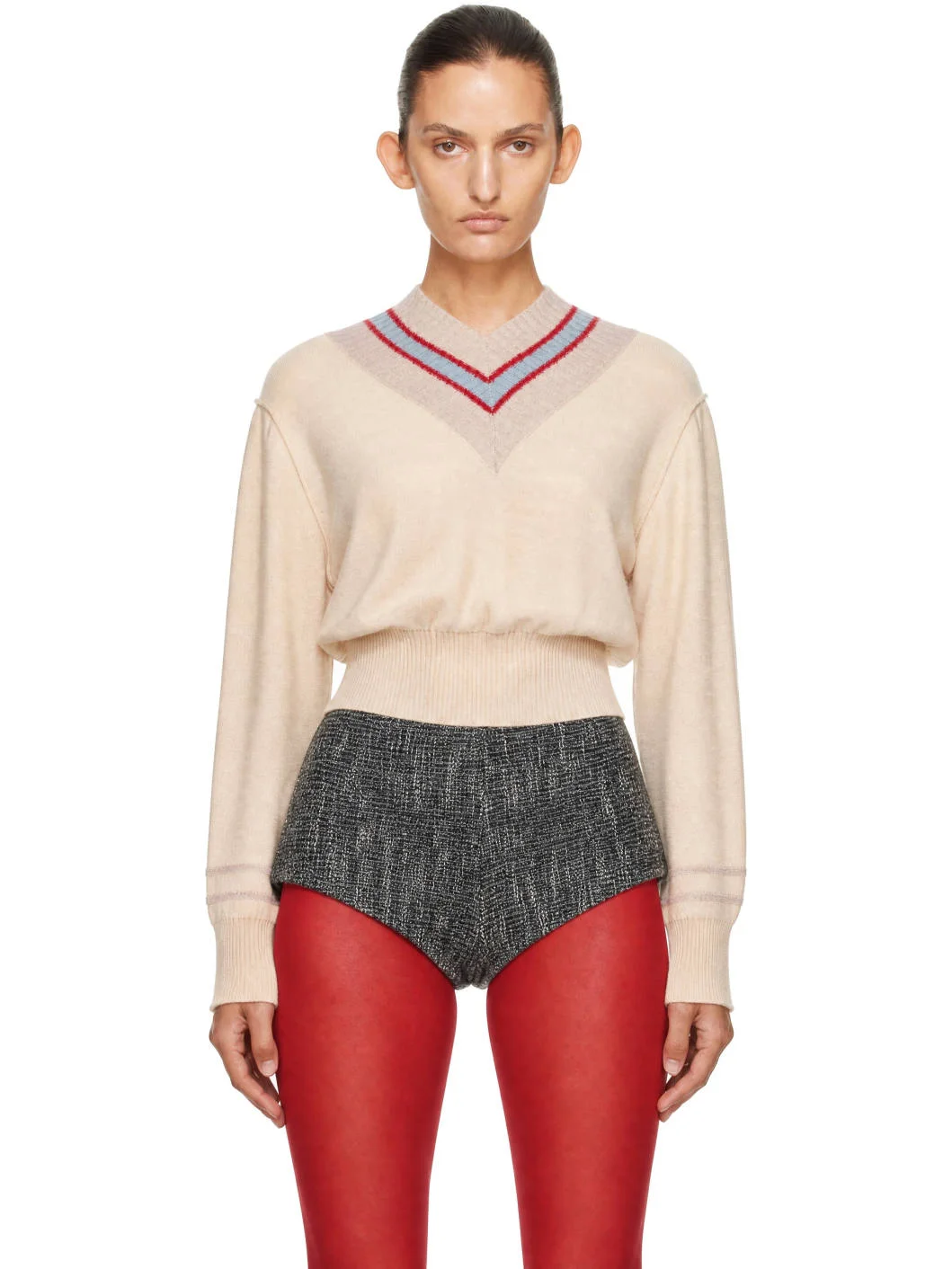Beige Nora V Neck Sweater - 1