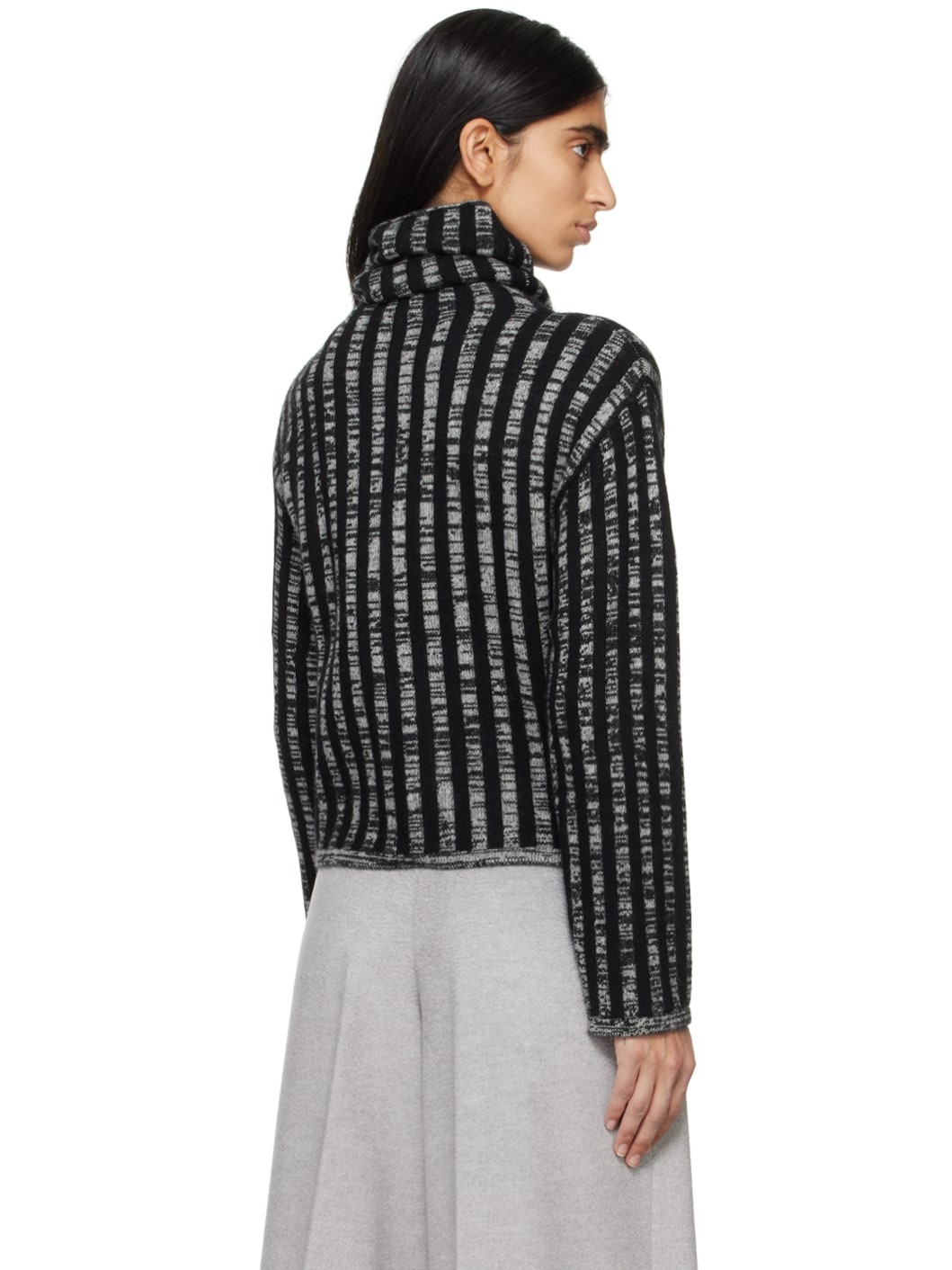 Black & Gray Stripes Animation Turtleneck - 3