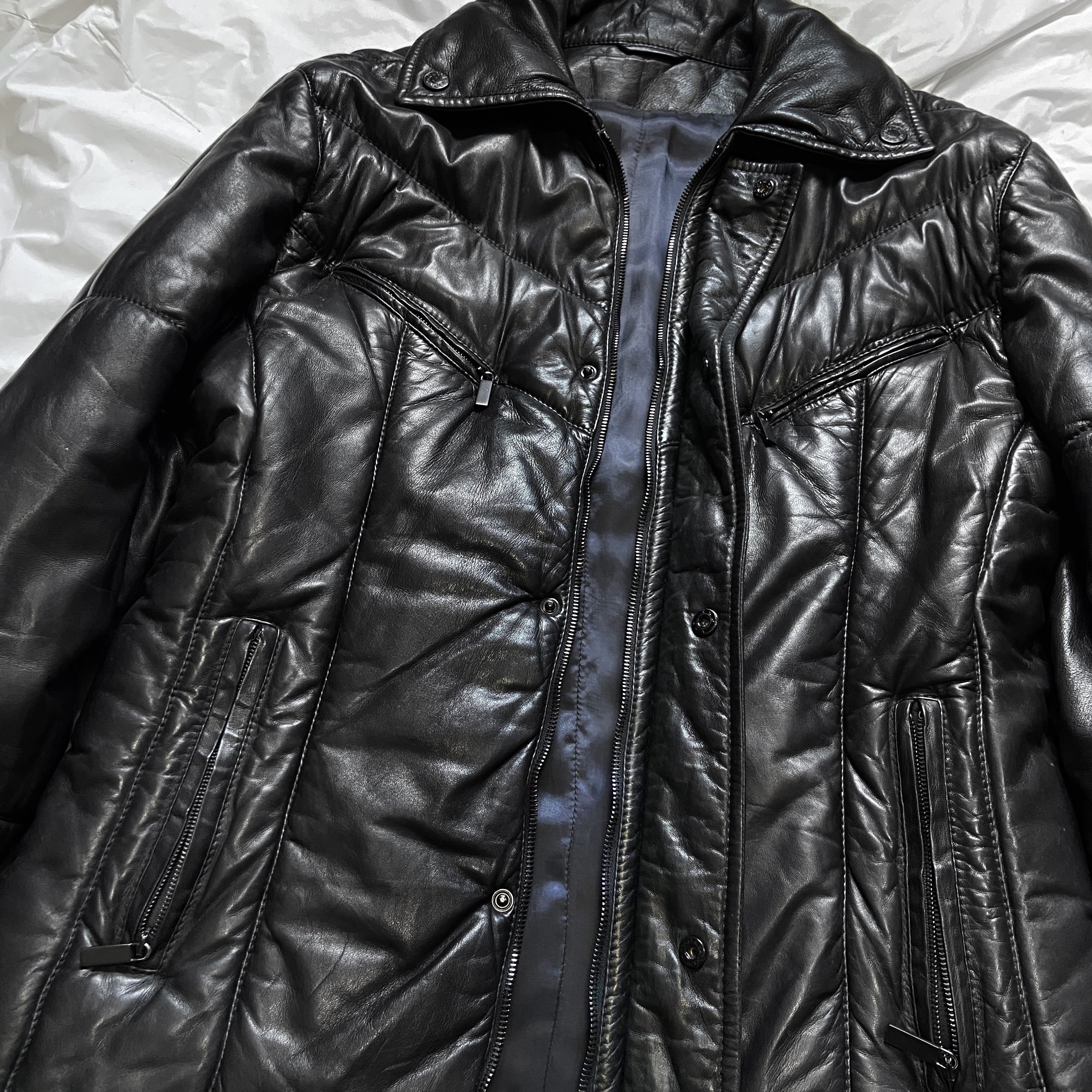 Gucci Fall 1998 Tom Ford Lambskin Leather Quilted Down Puffer Jacket 48 - 10