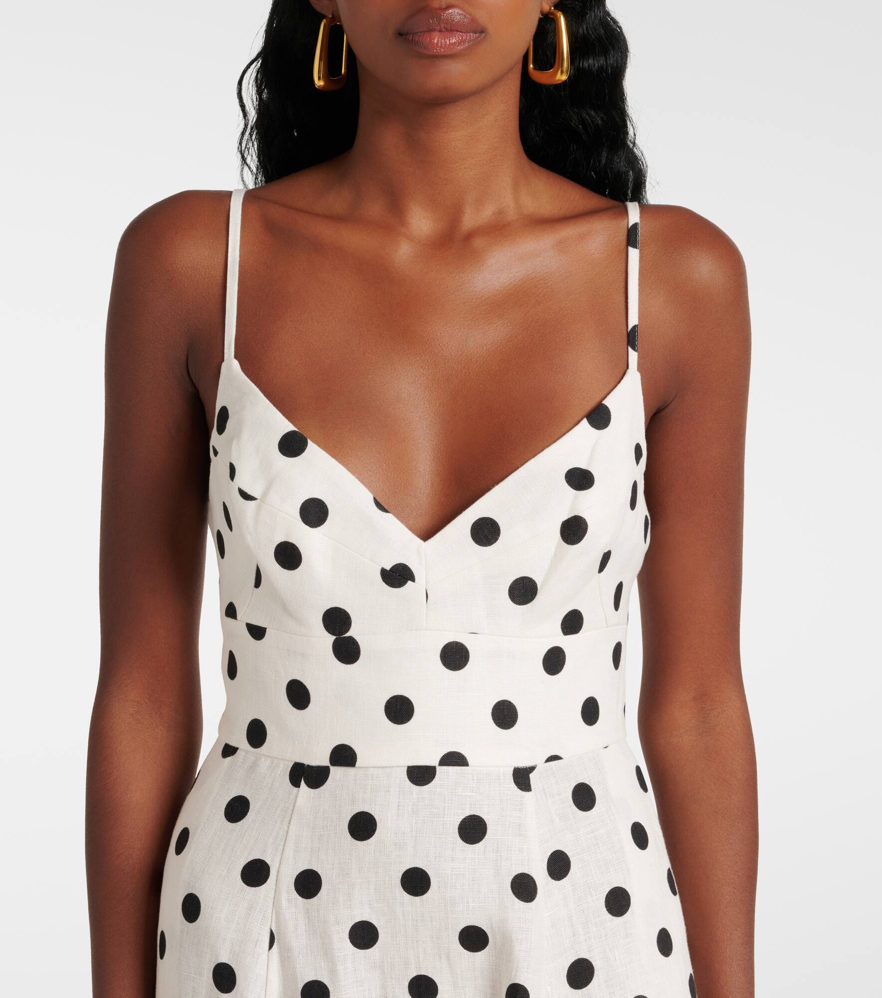 Polka-dot linen midi dress - 4