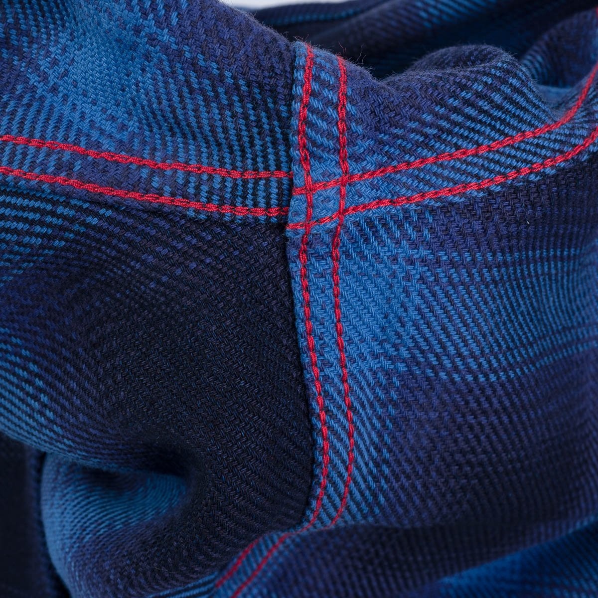 IHSH-349-IND 9oz Selvedge Ombré Check Work Shirt - Indigo - 13