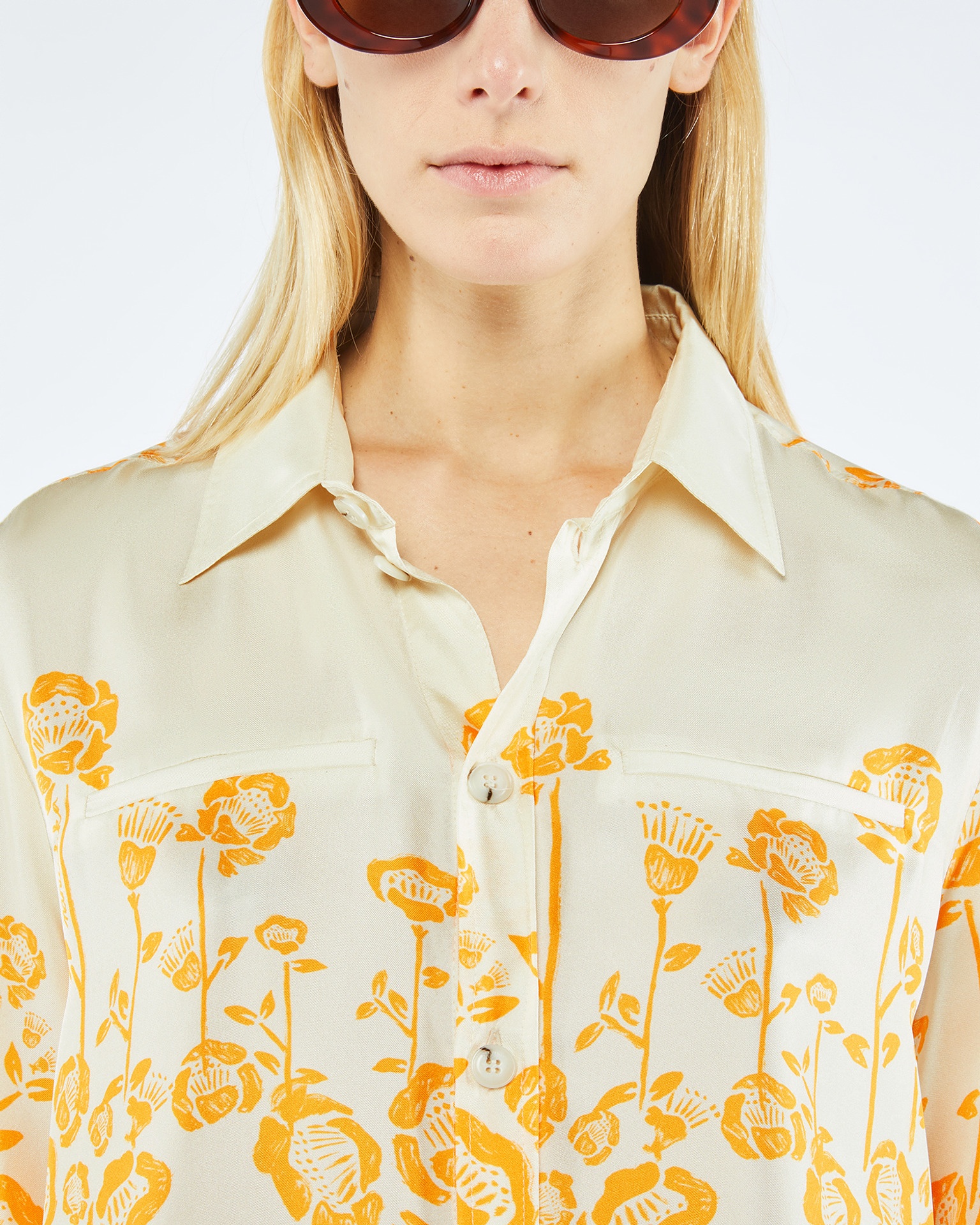 SABRIN - Printed twill silk shirt - Blockwood floral - 4