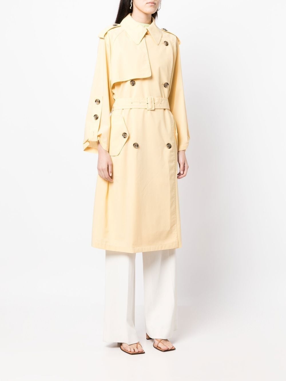 double-breasted belted-waist coat - 3
