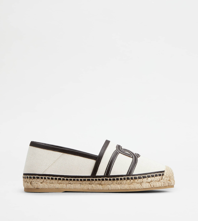 KATE SLIP-ONS IN CANVAS AND LEATHER - BEIGE, BLACK 1