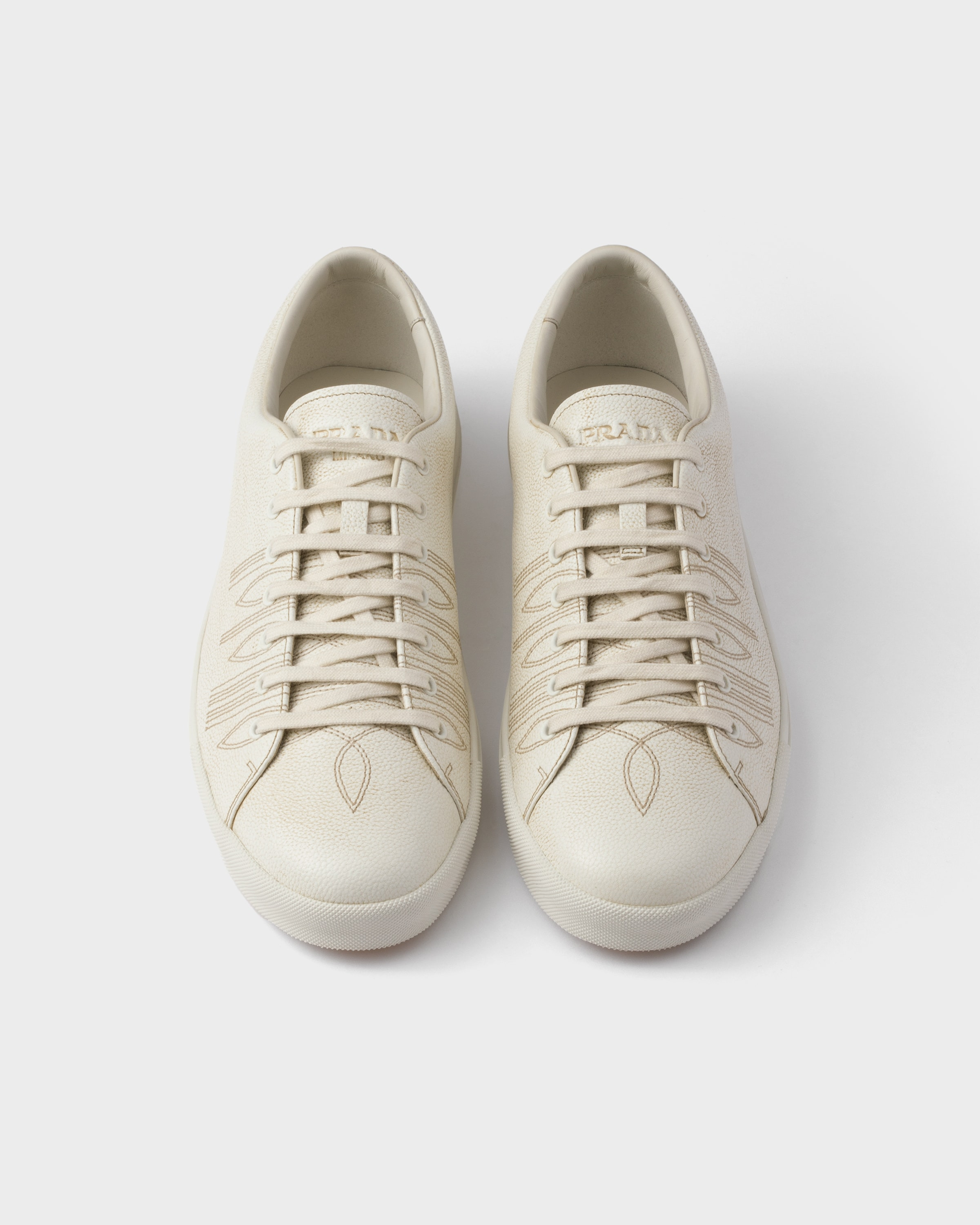 Aged-effect leather sneakers - 4
