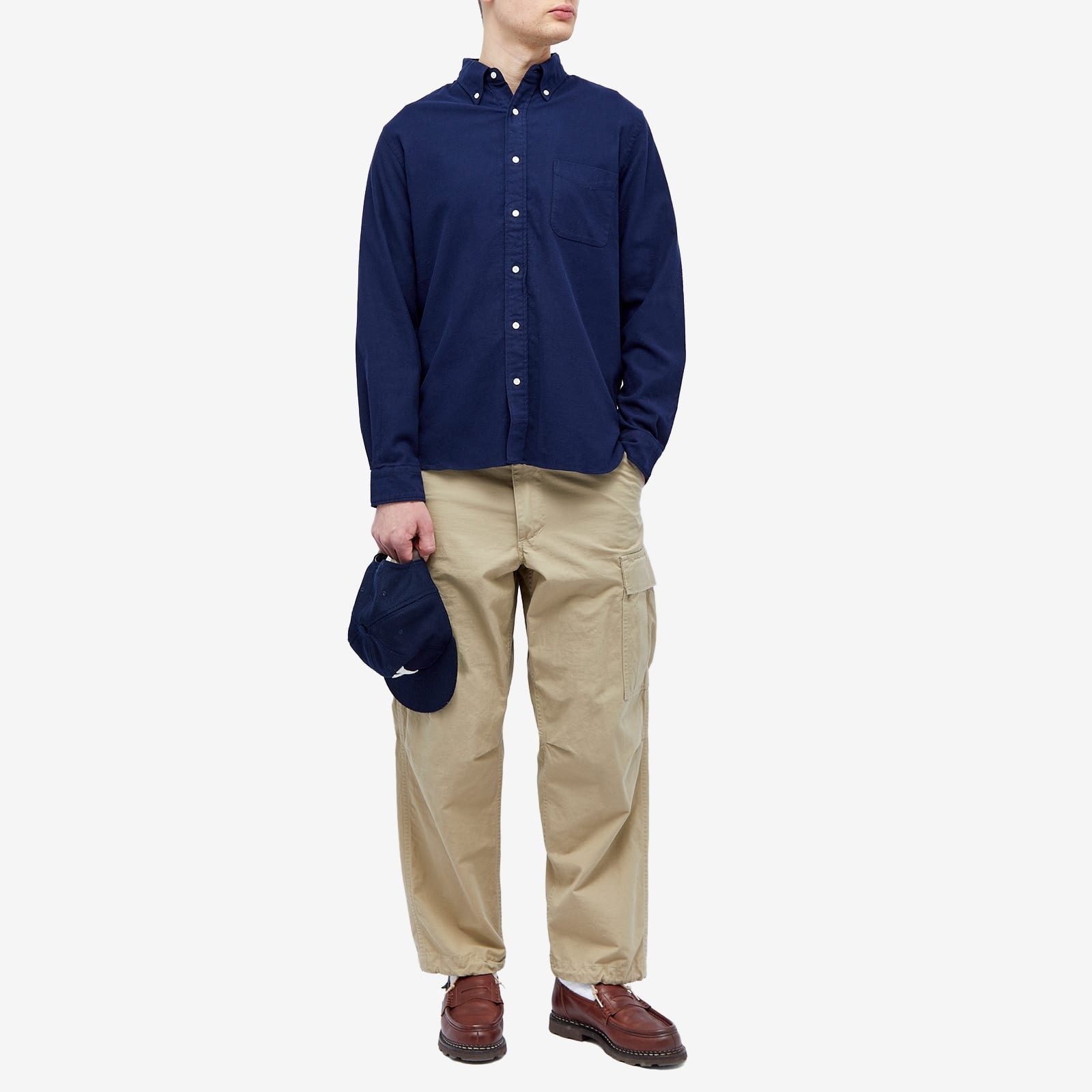 Beams Plus Button Down Solid Flannel Shirt - 4
